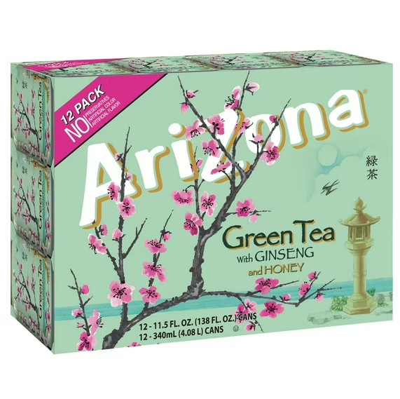 Arizona Green Tea with Ginseng and Honey, 11.5 Fl Oz Cans (12-Pack)