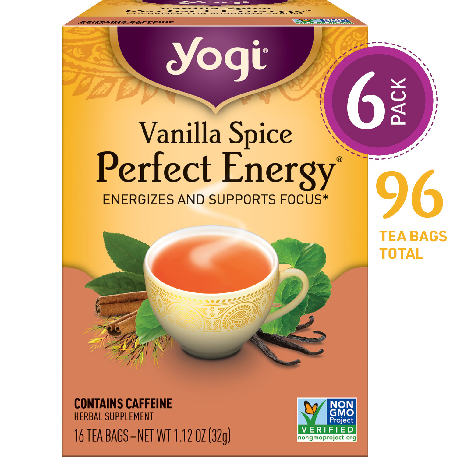 Yogi Tea – Vanilla Spice Perfect Energy – 6 Pack, 96 Tea Bags