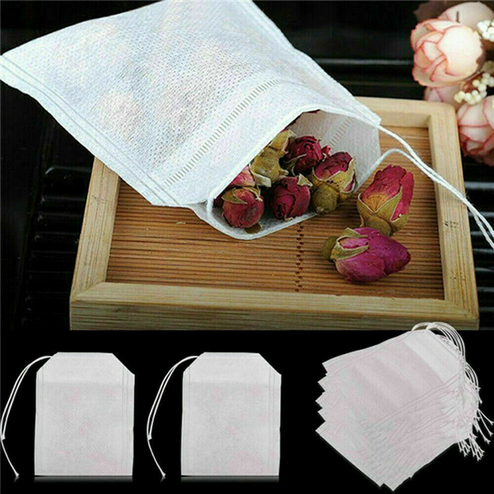 200Pcs Empty TEABAGS Non Woven String Heat Seal Filter Paper Herb Loose Tea Bags