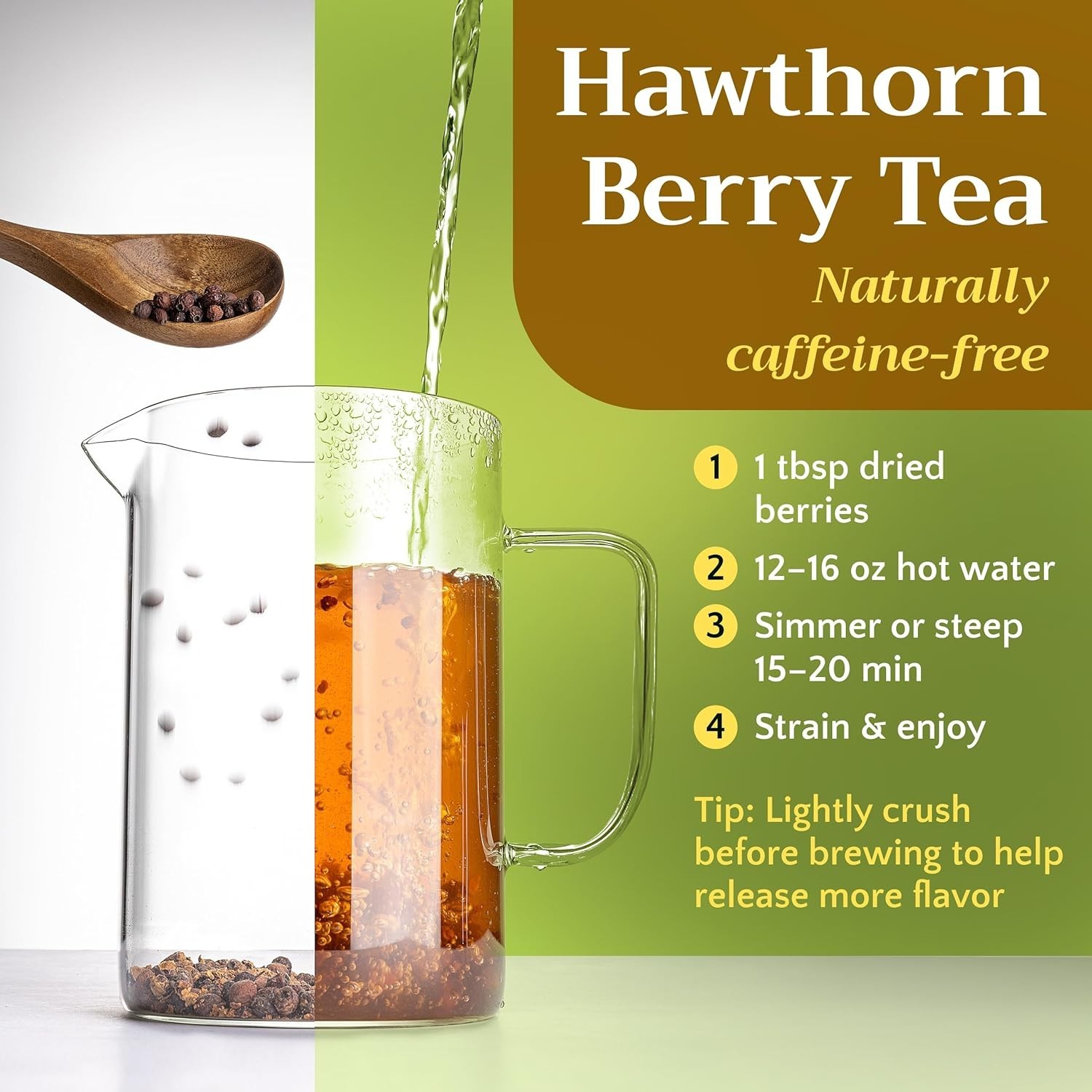 Caffeine-Free Hawthorn Berry Tea – Whole Dried Berries, 2oz for Relaxation