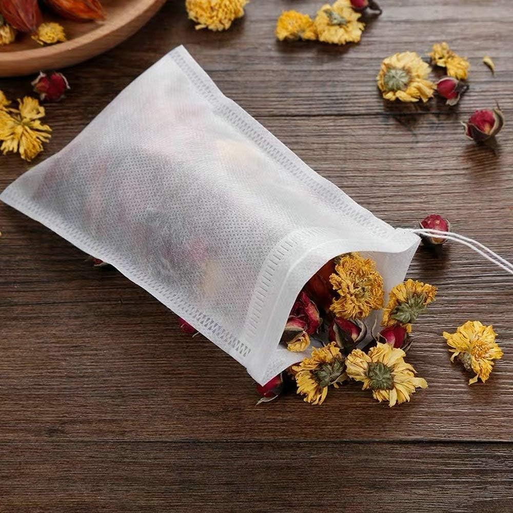100 Pack Disposable Tea Filter Bags Tea infusers 4″ x 6″ Empty Muslin Drawstr…
