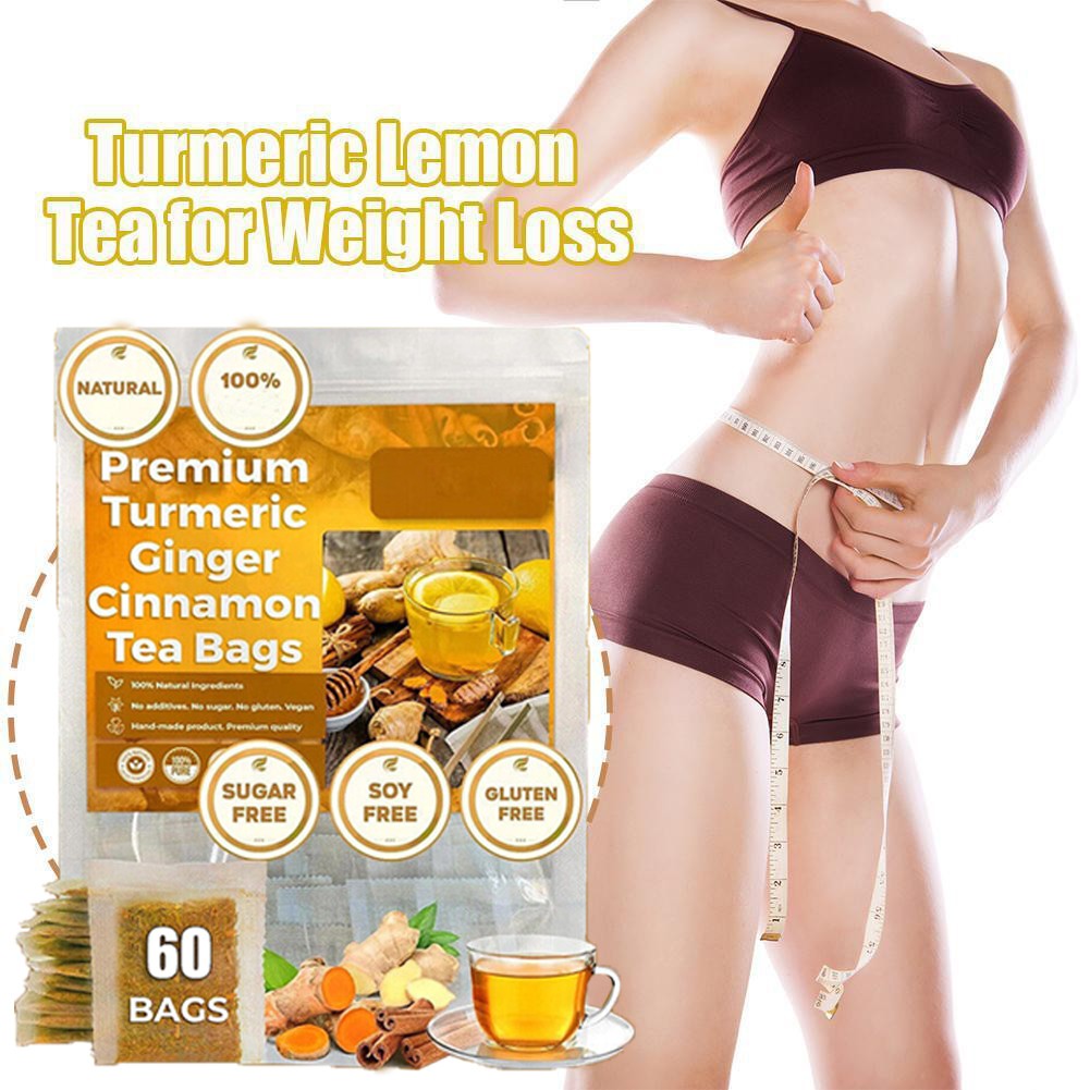 60Bags Turmeric Ginger Cinnamon Tea No Additive Support Brain Weight Sleep-Skin