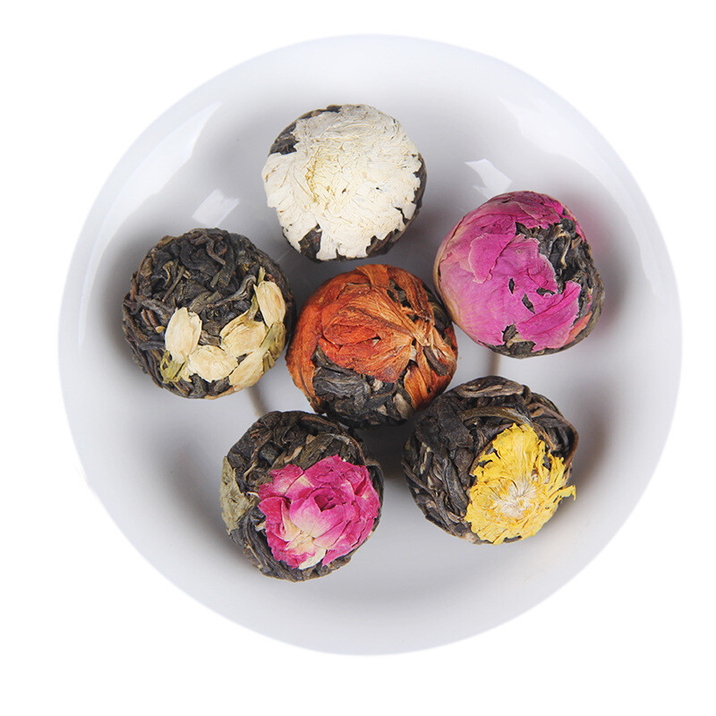 Yunnan Raw Pu’er Scented Tea 120g (18pcs) Handmade Dragon Ball Flowers Gift Box