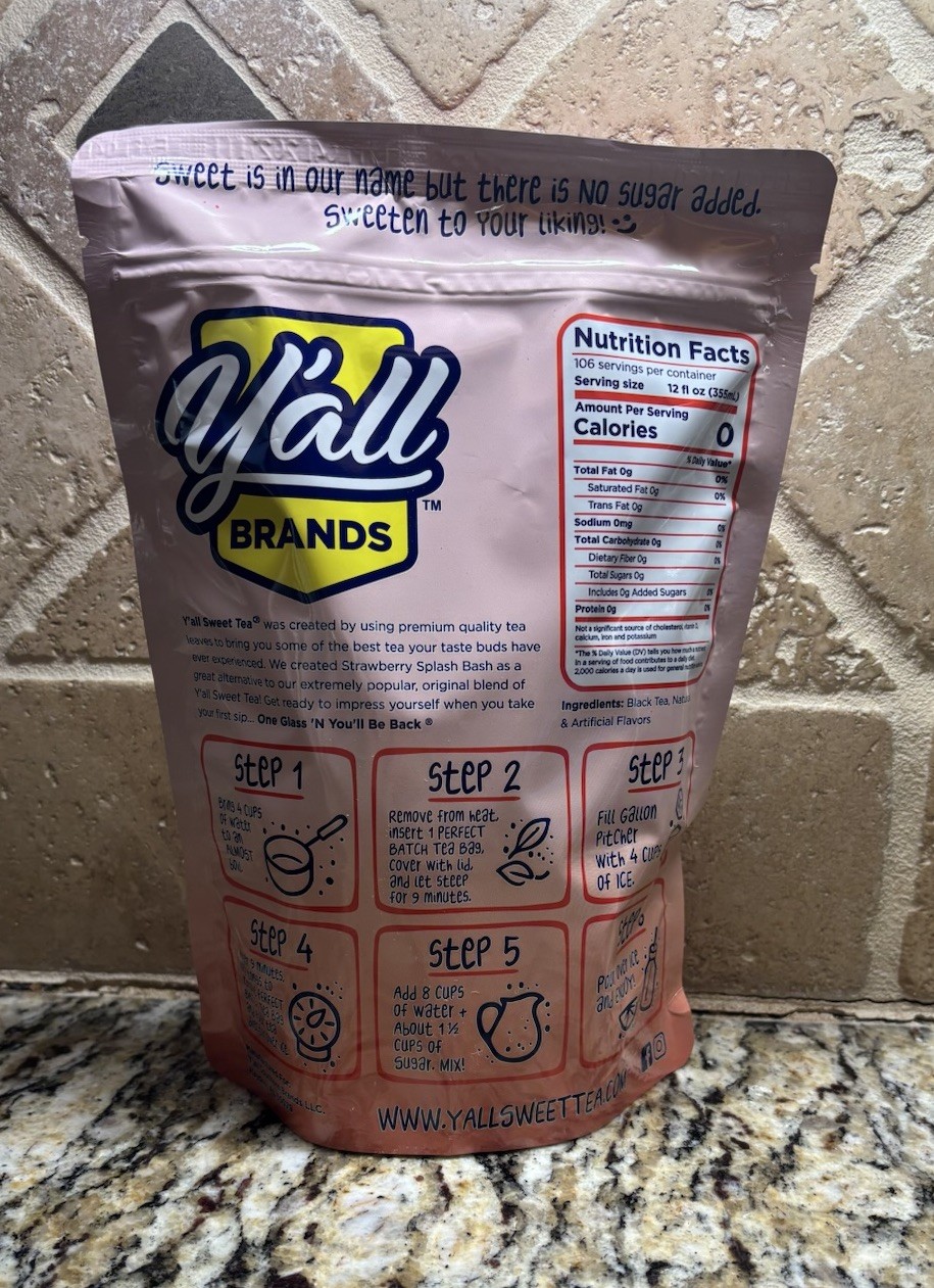 Yall Sweet Tea Limited Edition- Strawberry Splash Bash Flavored Iced Tea Bags