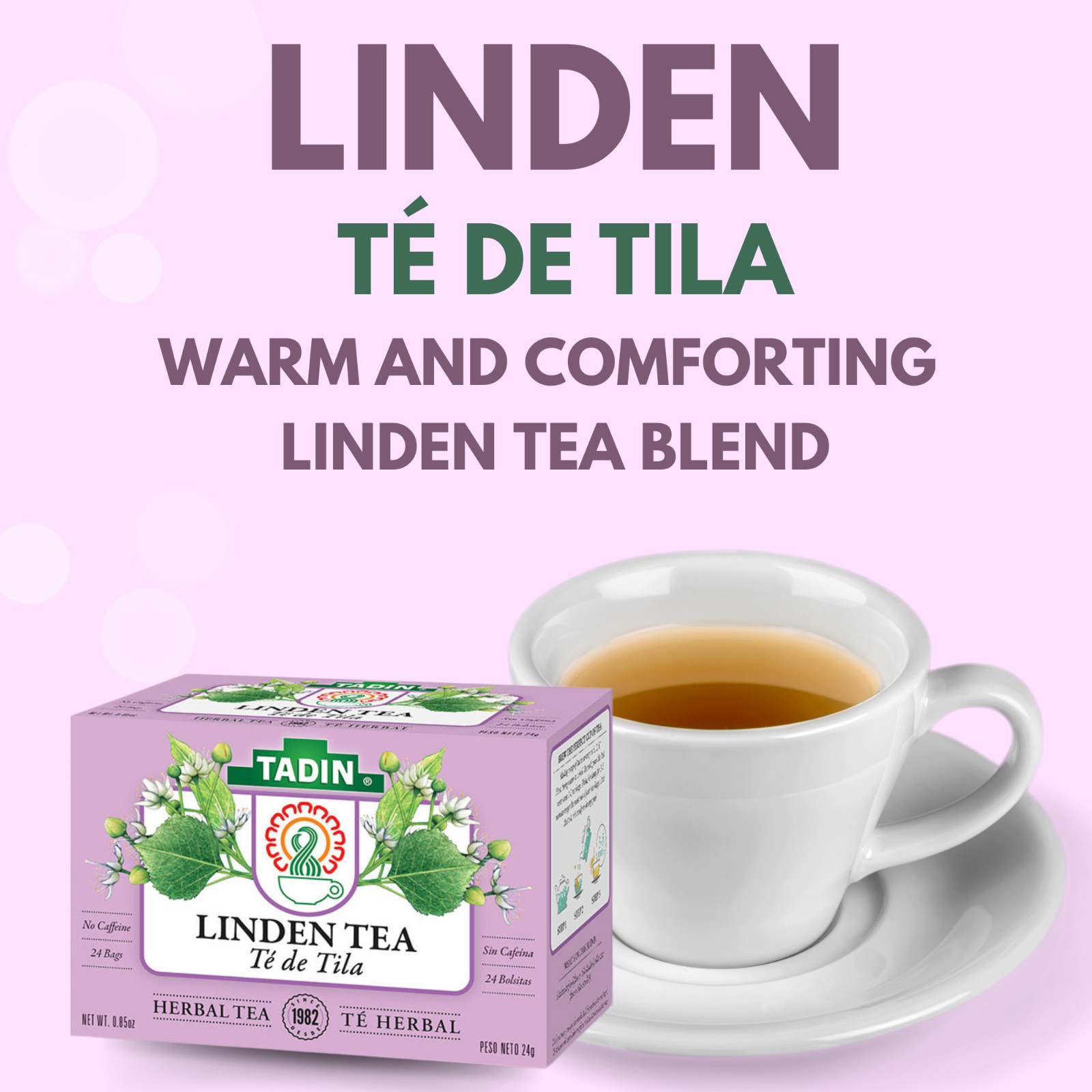 Tadin Herbal Linden Tea. Relaxation Aid. Helps against Colds. 24 Bags. 0.85 oz