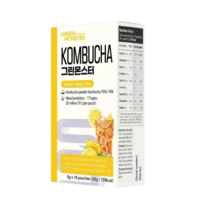 GREEN MONSTER Kombucha Lemon Black Tea 5gx10s Free Shipping World Wide