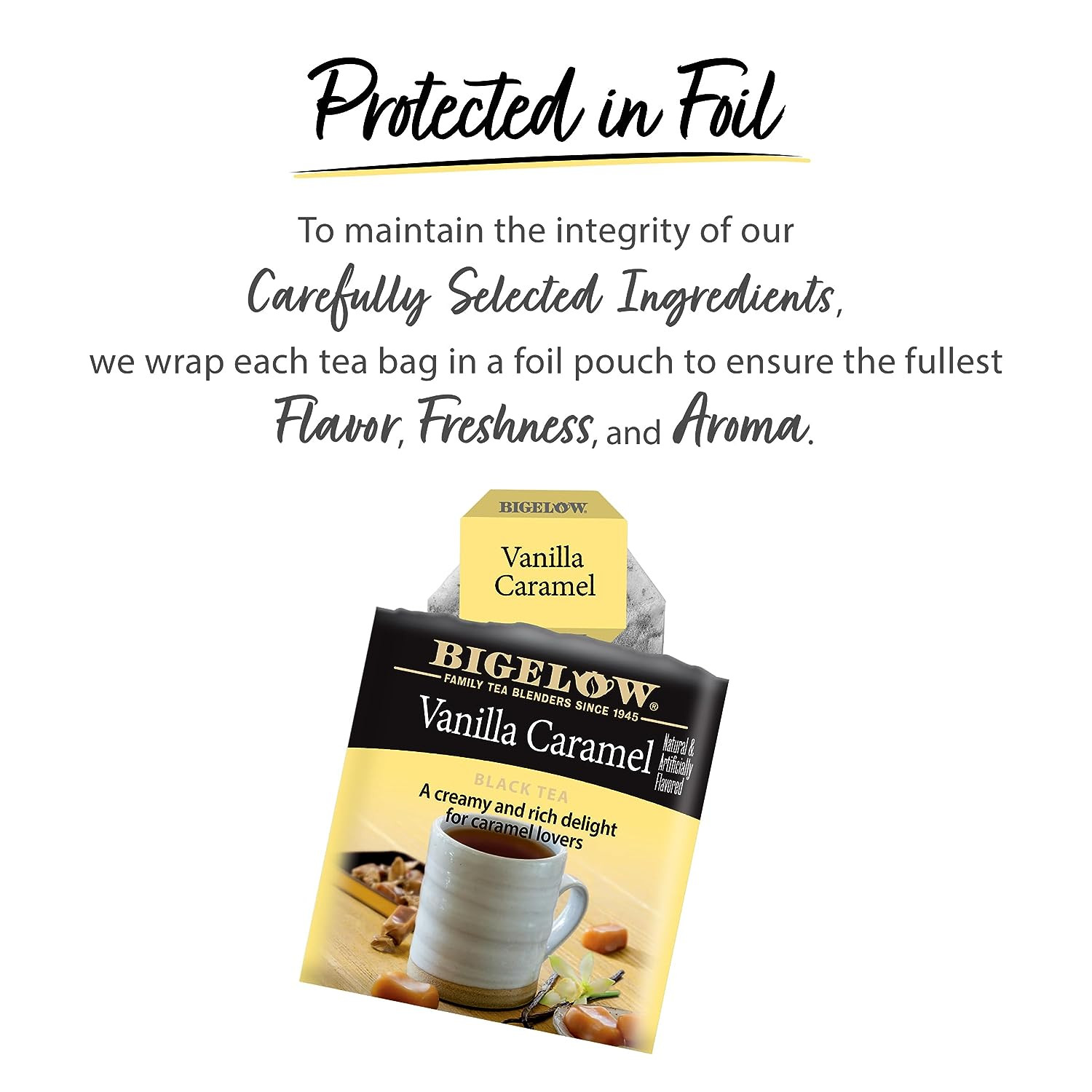 Vanilla Caramel Black Teabags Box, Caffeinated, 20 Count, Pack of 6