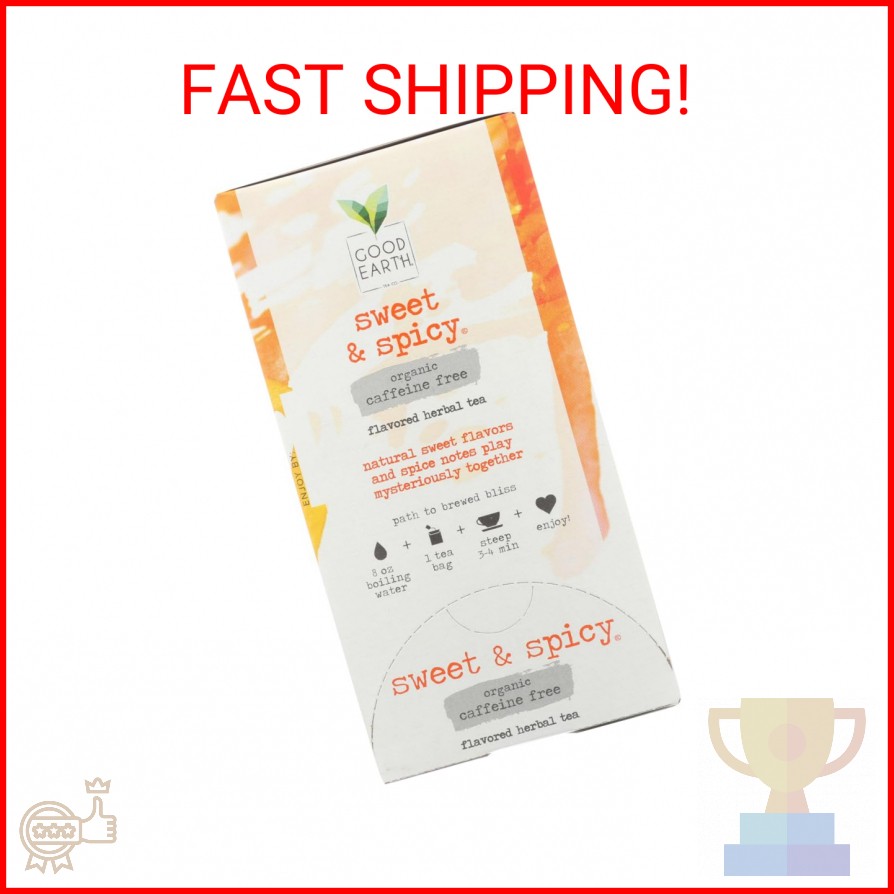 Good Earth Teas Organic Sweet and Spicy Caffeine Free Herbal ,18 Count (Pack of