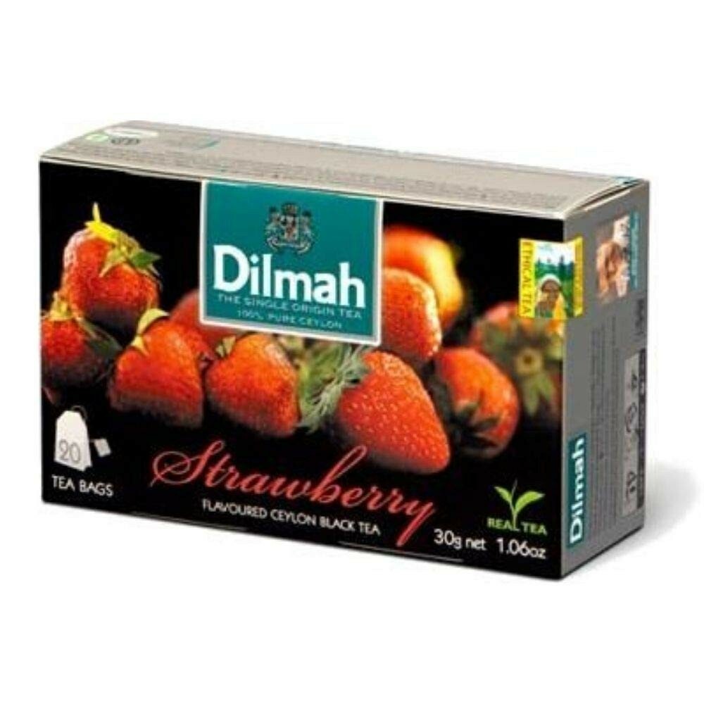 Dilmah Strawberry Flavored Ceylon Black Tea – 20 Tea Bags X 6 Packs