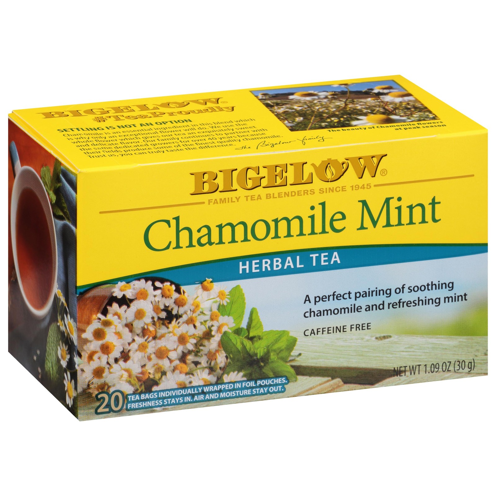 Bigelow Tea Chamomile Mint Herbal Tea, Caffeine Free, 20 20 Count (Pack of 6)