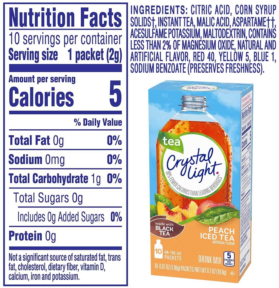 Crystal Light Peach Iced Tea Drink Mix – 10 Ct – Pack of 12