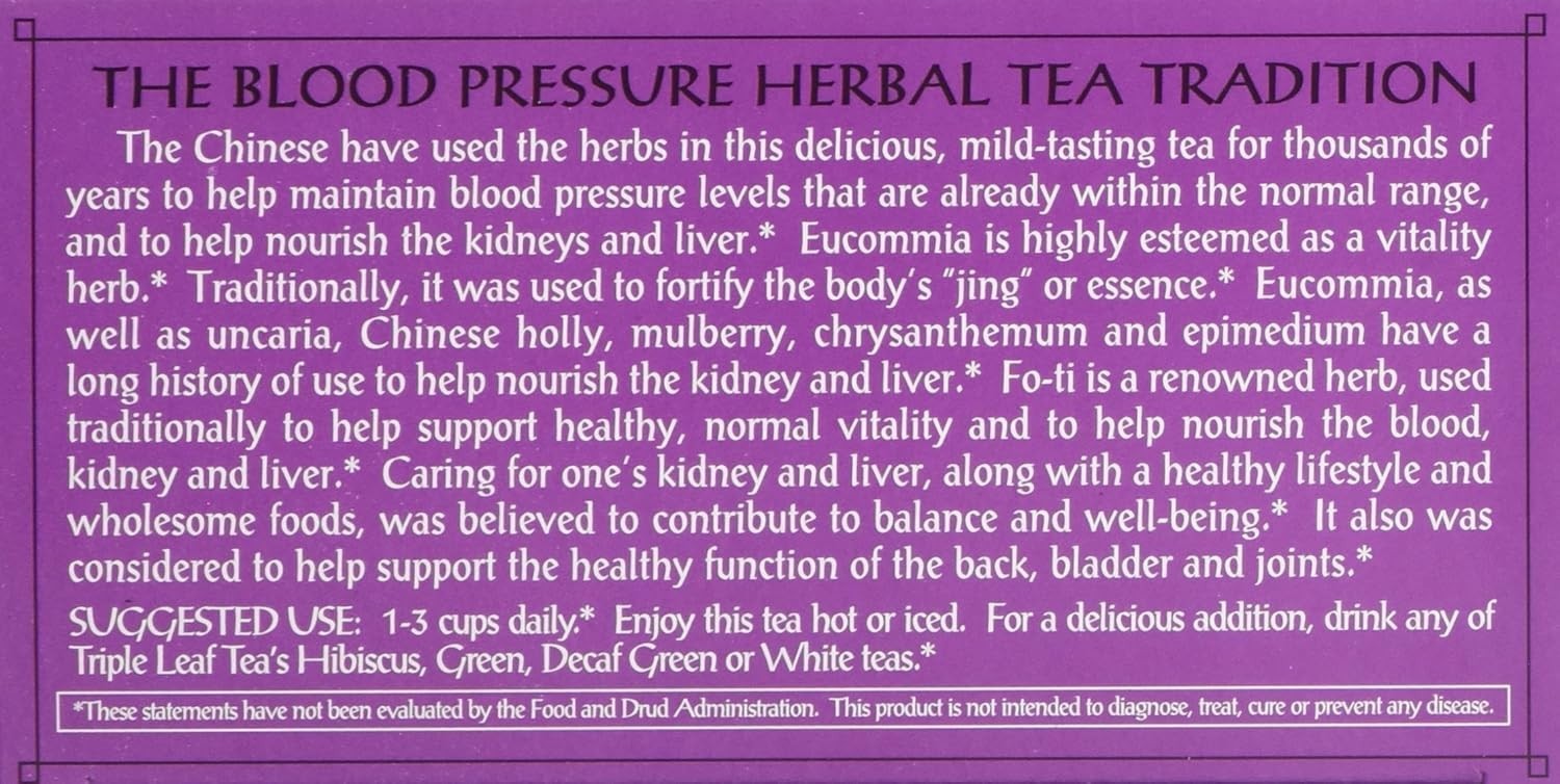 Blood Pressure Tea Bags, 1.06 Ounce 20 Count Pack of 3