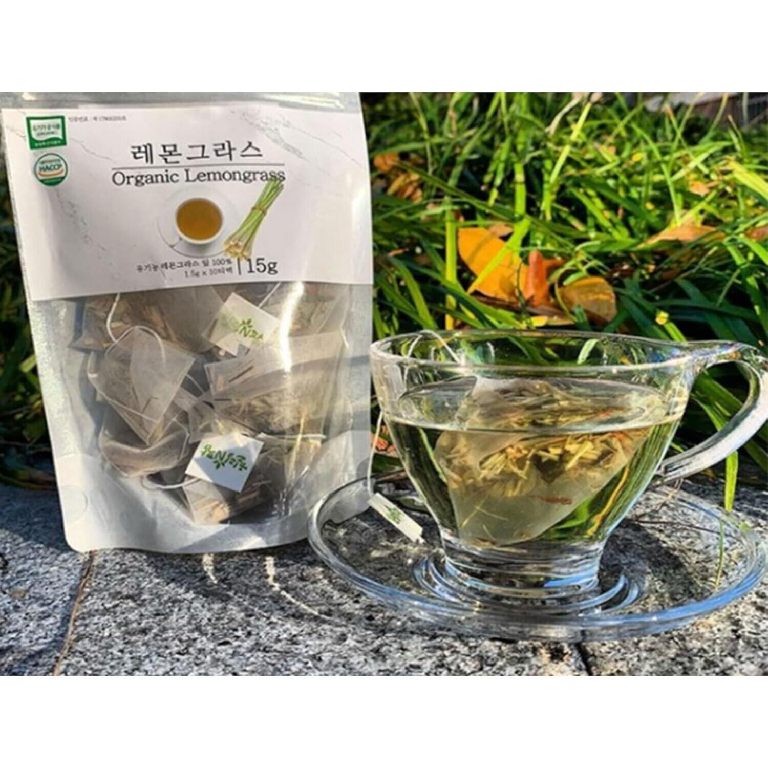 [GAGOPA] Organic Lemongrass Herbal Tea, 100% Pure 1.5g x 10 Teabags (5Pack,50ea)