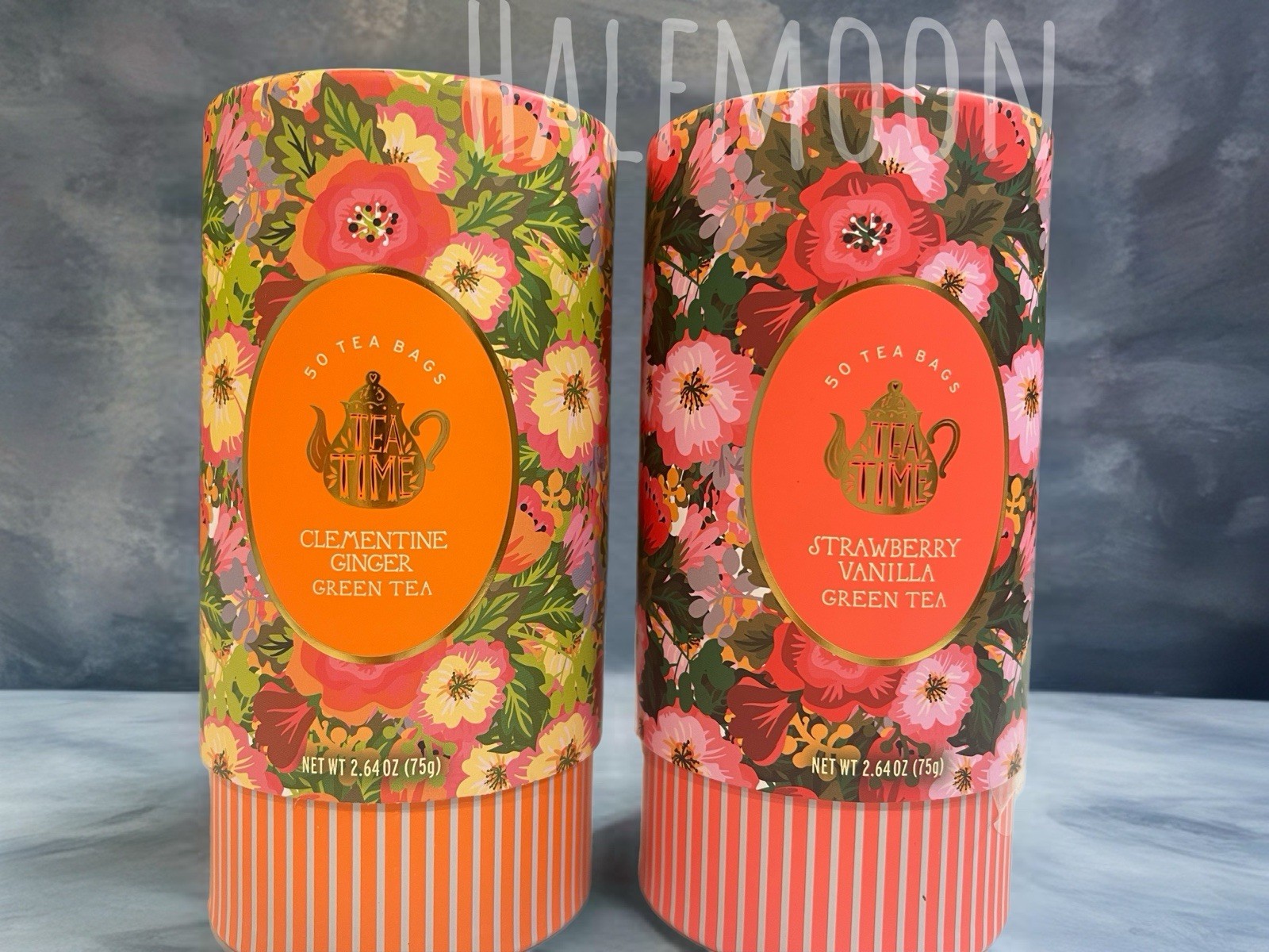 Tea Time Green Tea Clementine Ginger + Strawberry Vanilla 50 Bags Each