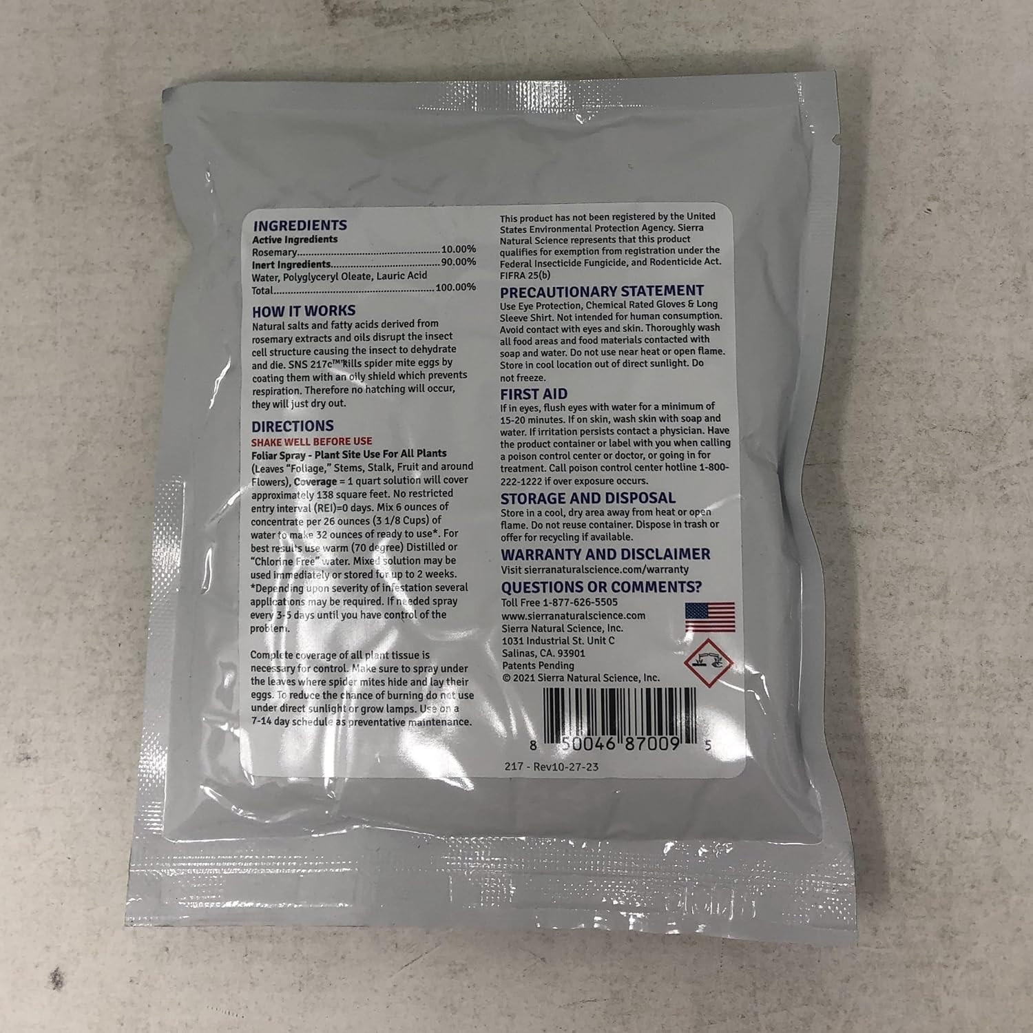 – 217C – Concentrate Pouch – (Pack of 5) 6 Fl Oz (177.44 Ml) Makes up to 32 Fl O