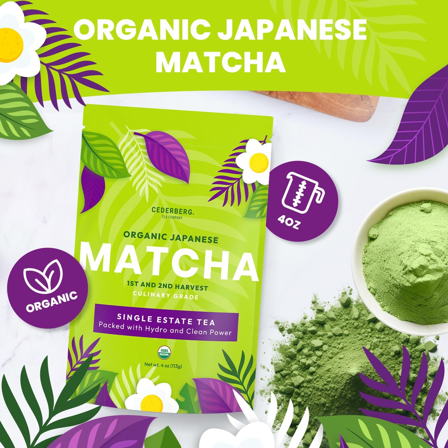 Organic Japanese Matcha 4 oz. Single Estate First & Second Harvest