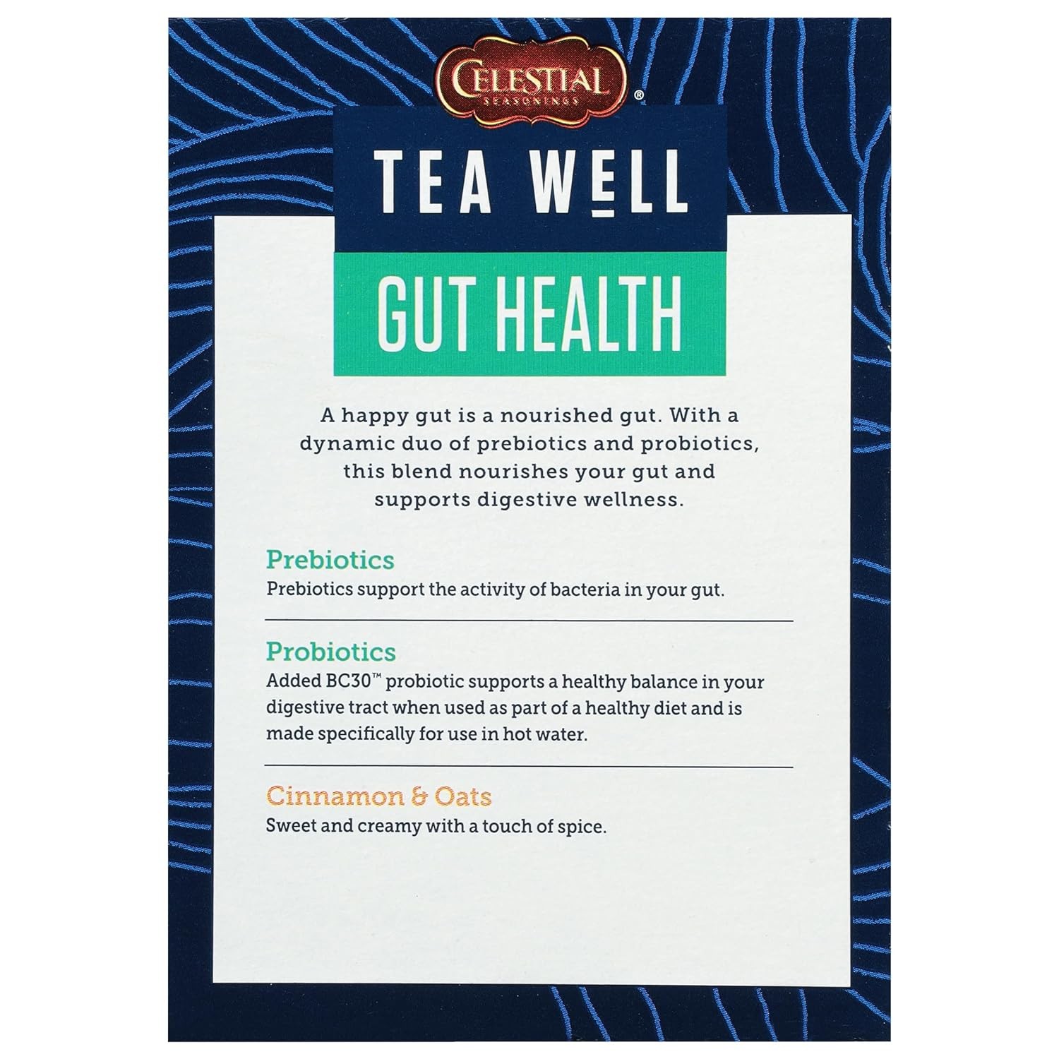 Celestial Seasonings TeaWell Herbal Tea, Gut Health, Organic Cinnamon Oat, 12