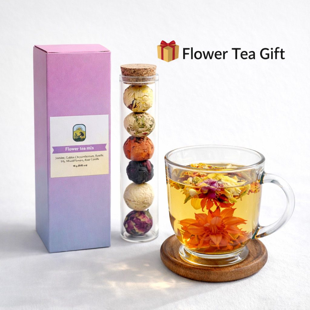 Blooming Flower Tea Balls 6pcs 18g Handmade Floral Herbal Gift Tube Artisan