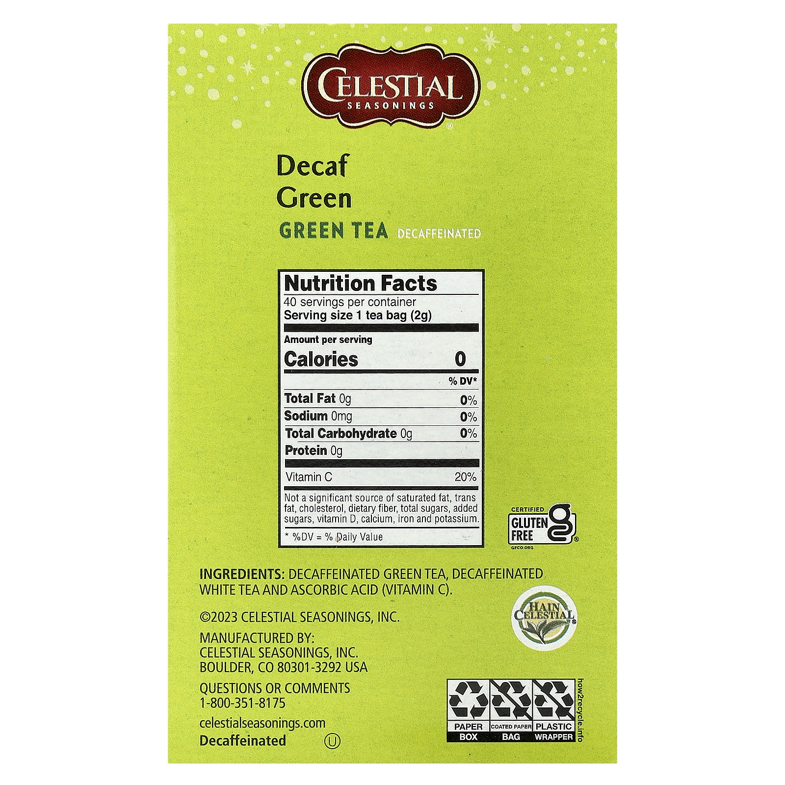 Green Tea, Decaf, 40 Tea Bags, 2.6 oz (74 g)