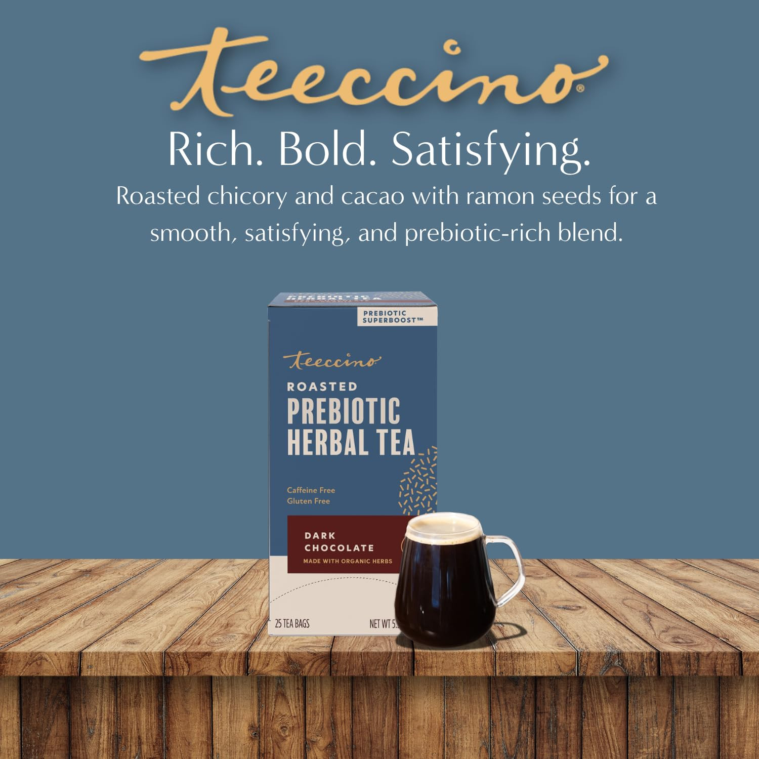 Teeccino Dark Chocolate Prebiotic Superboost™ Herbal Tea – Support Your Probioti