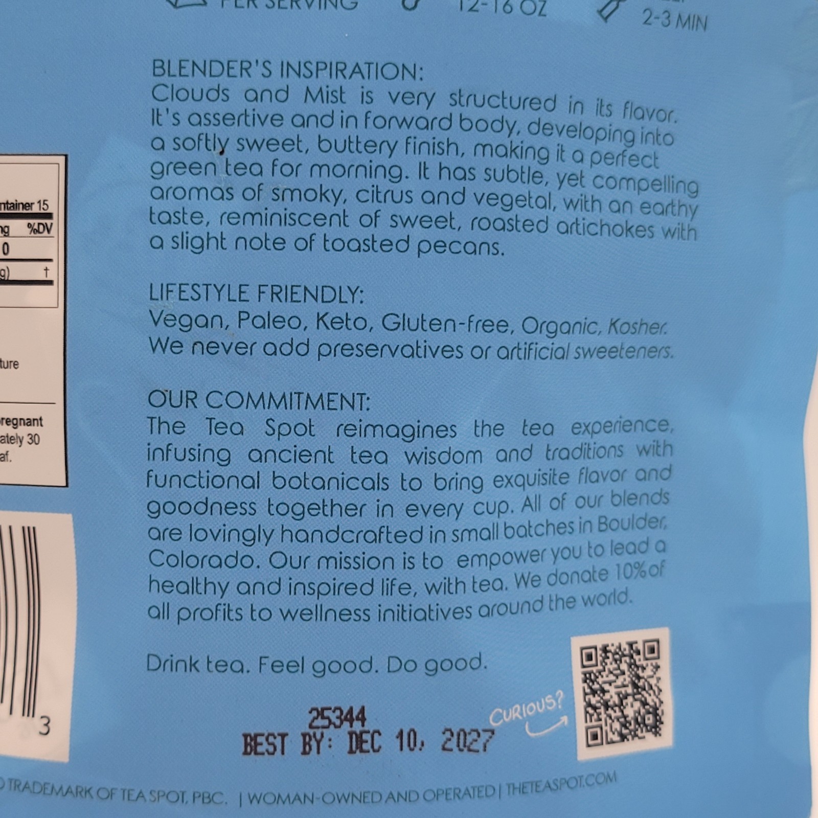 The Tea Spot – Clouds & Mist – Whole Leaf Green Tea – 15 Bags – Immune Support