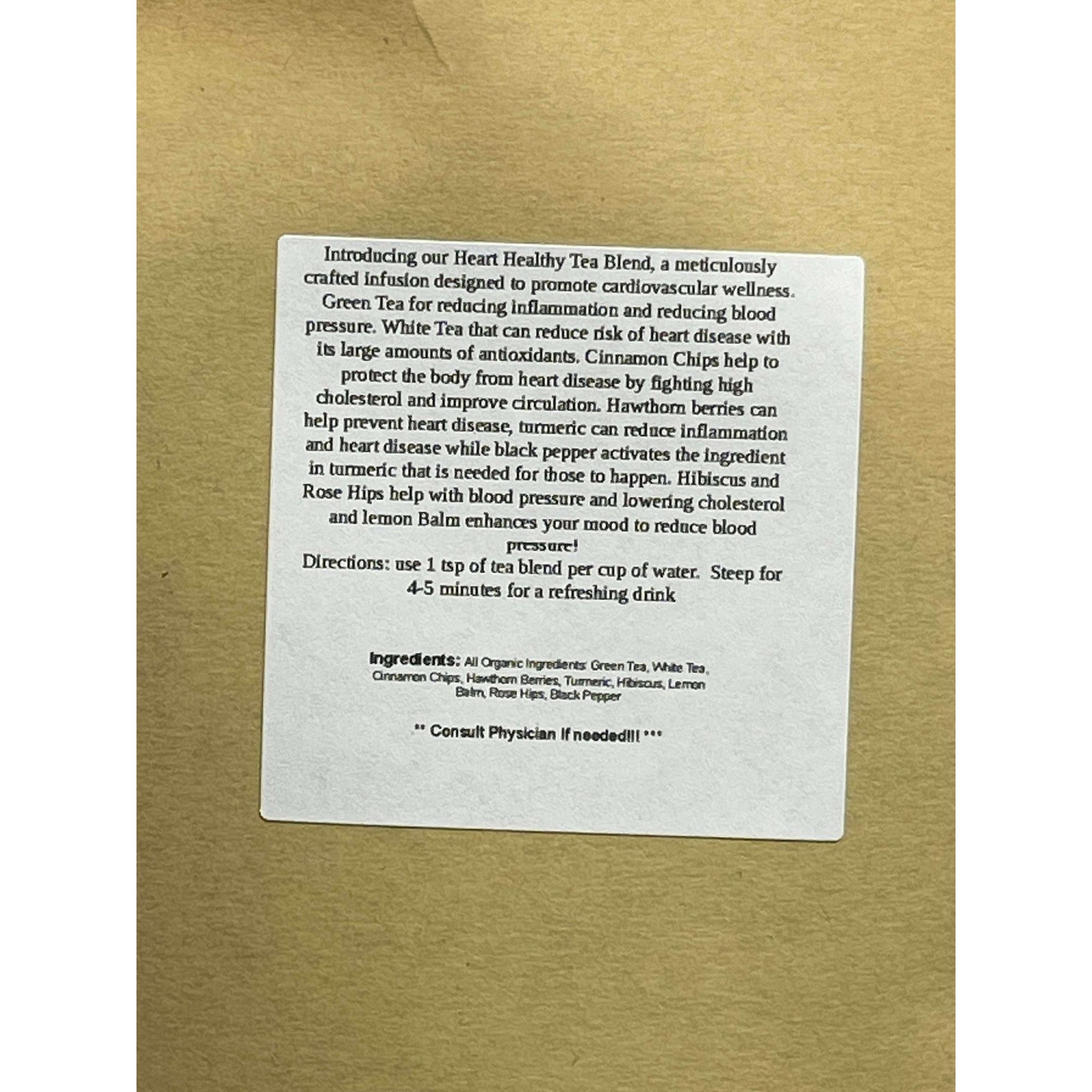 Earthy Girl LLC Heart Healthy Tea Blend 2 oz Cardiovascular Wellness