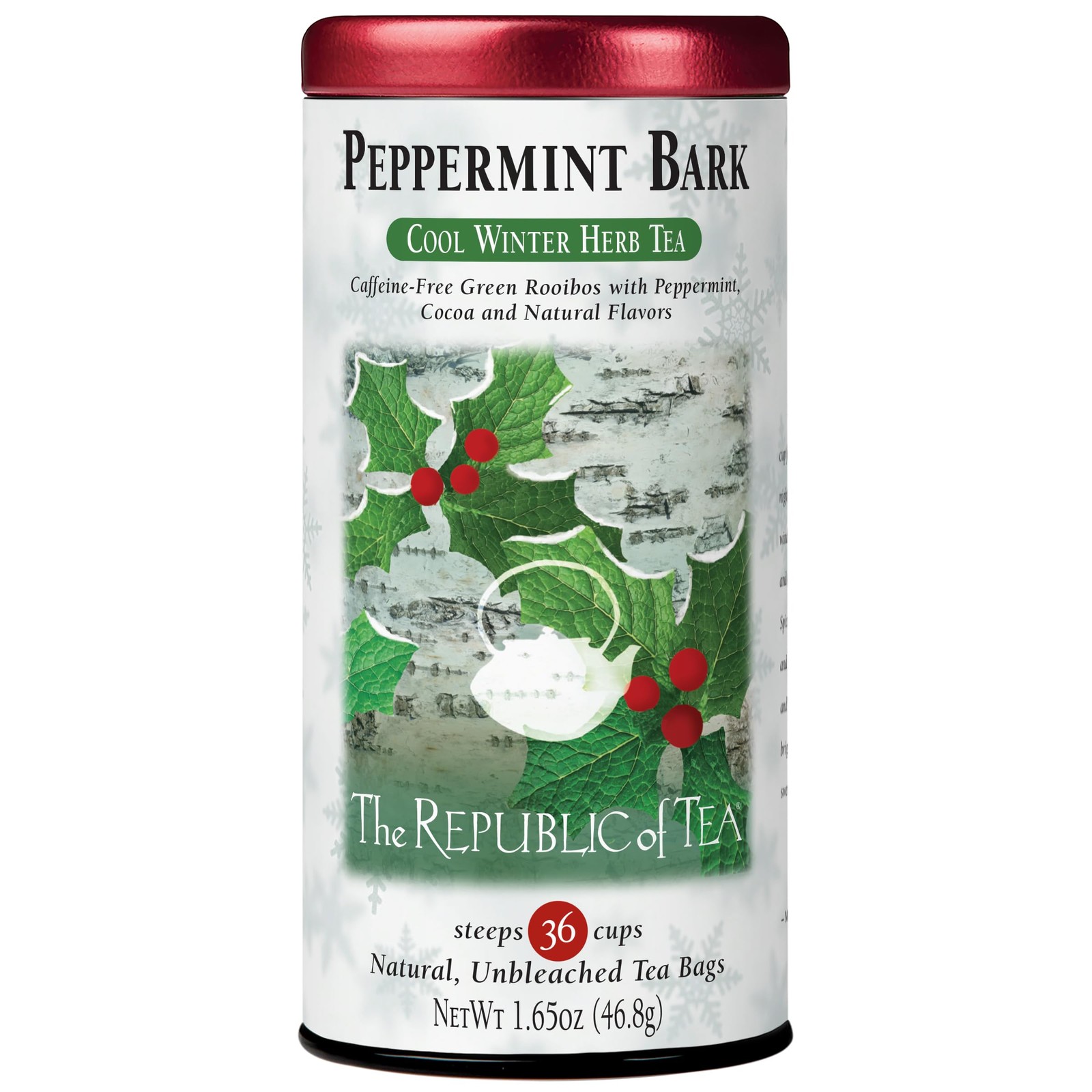 The Republic of Tea – Peppermint Bark, Cool Winter Herb Tea, 36 Tea Bags, Caf…