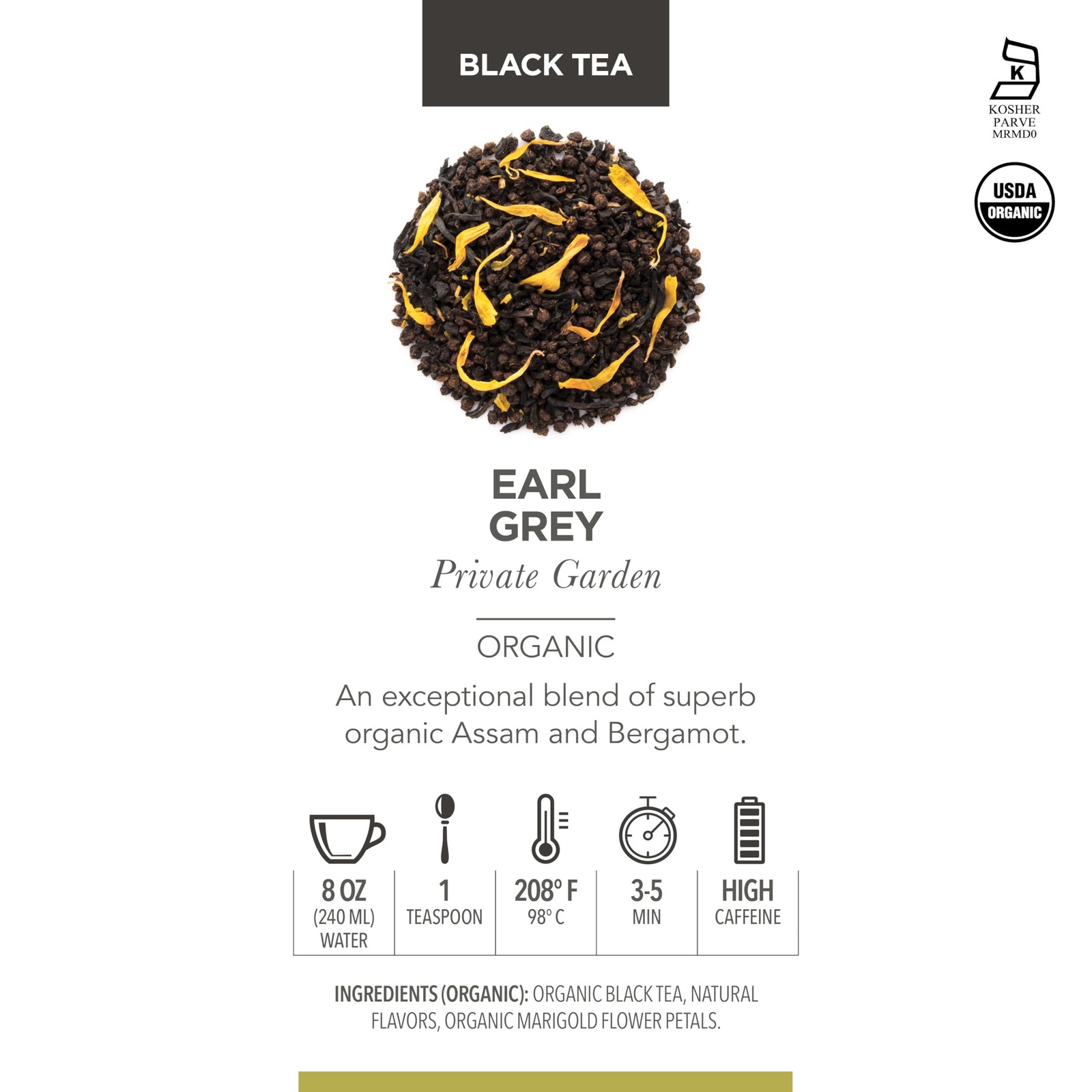 Organic Black Tea, Earl Grey Private Garden Loose Leaf Tea, Classic Assam Who…