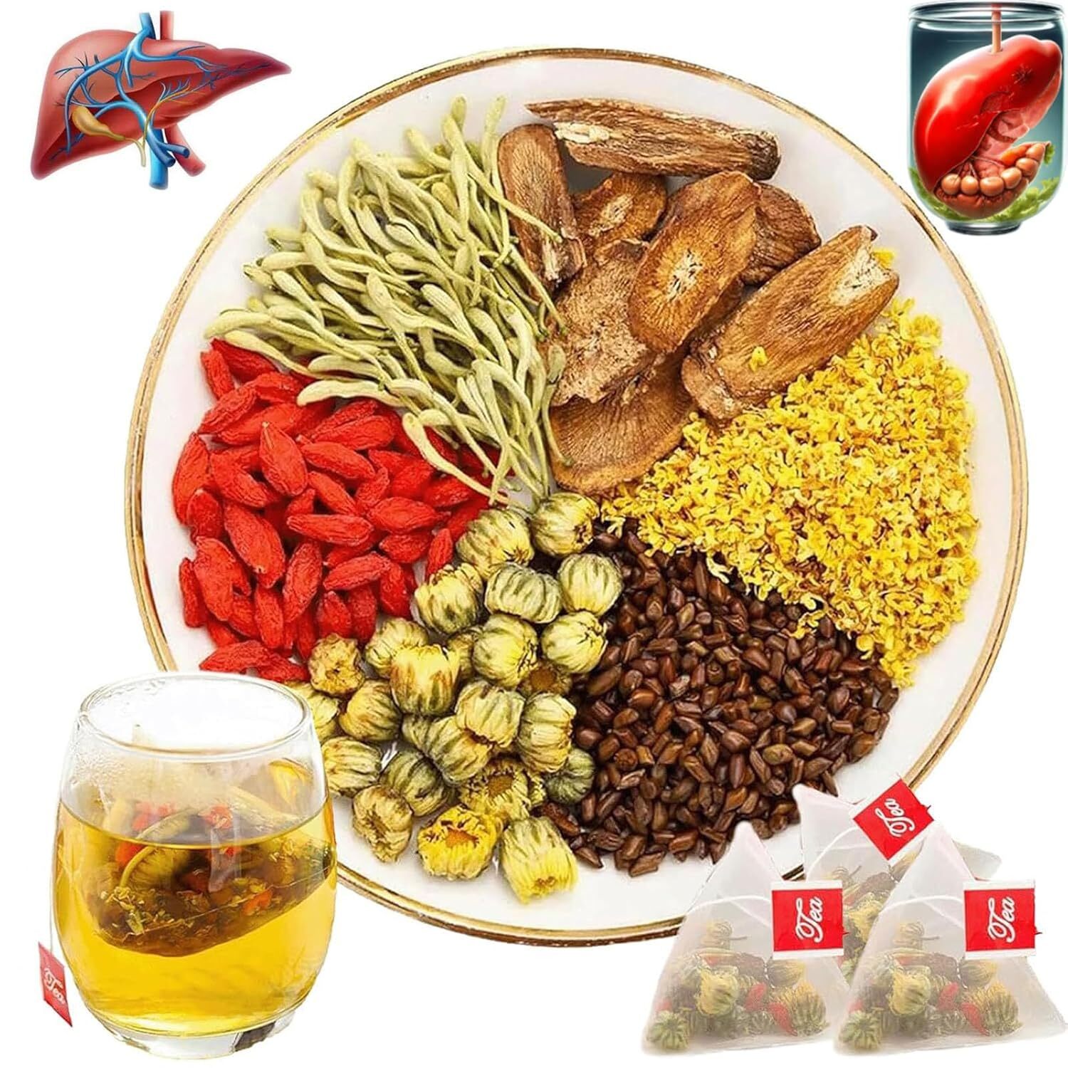 Dandelion Wolfberry Tea, Kidneys & Liver Health, Seven Natural Herbal Ingredient
