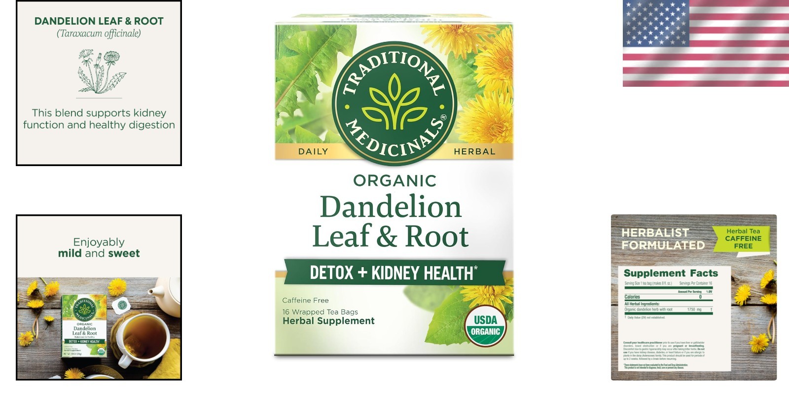Organic Dandelion Leaf & Root Tea – Detox and Digestive Support – 16 Bags