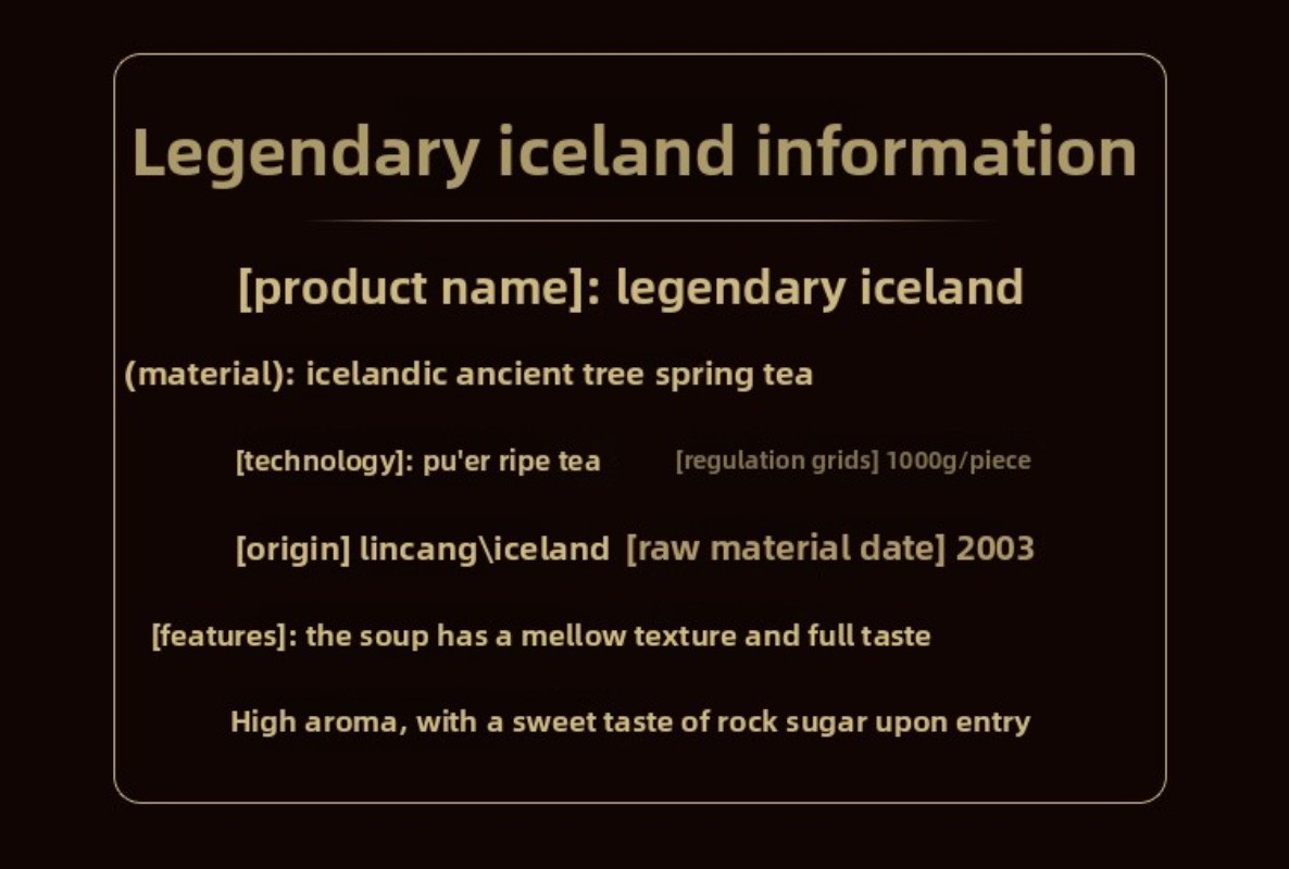 1000g Yunnan 2003 Iceland Mellow Aroma Chen Nian Pu’er Tea Ripe Tea Brick