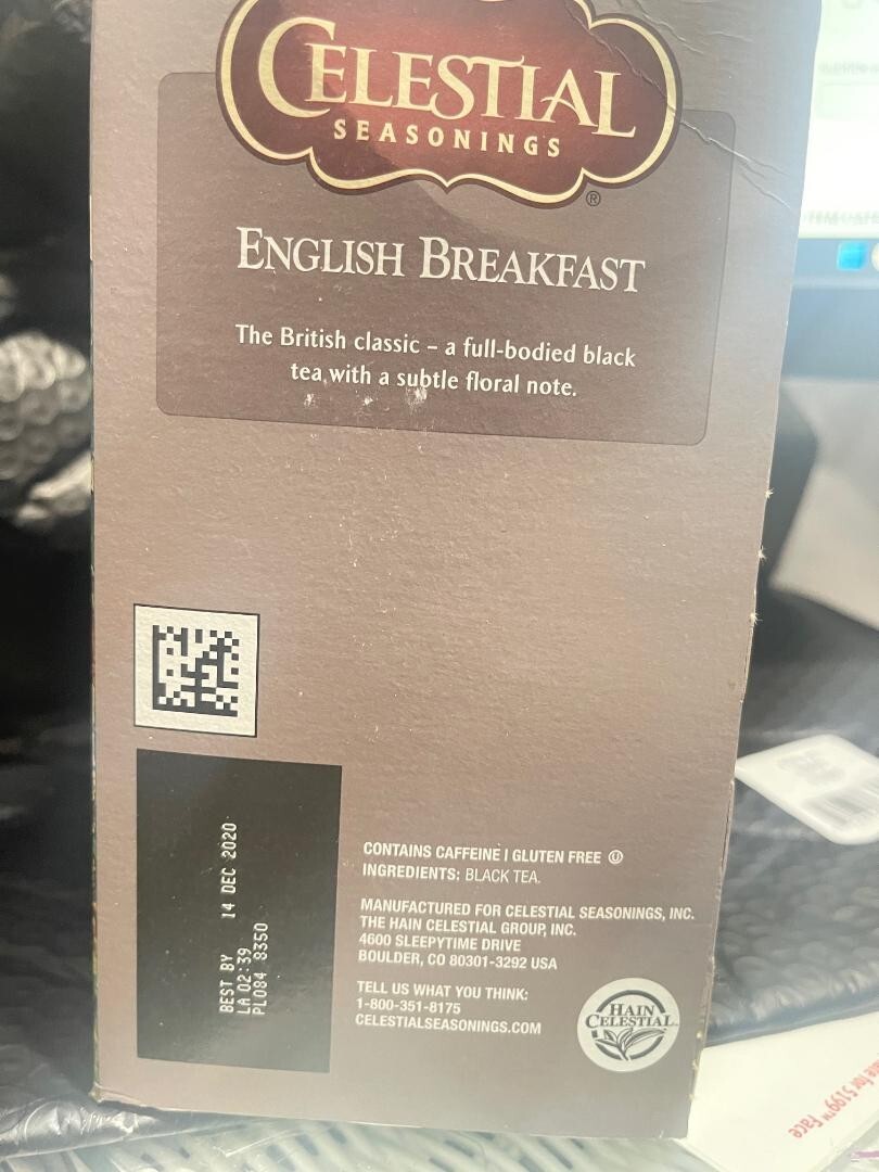 Celestial Seasonings English Breakfast Black Tea K-Cups 24 2020-2022(Z15-8,Y9-2)