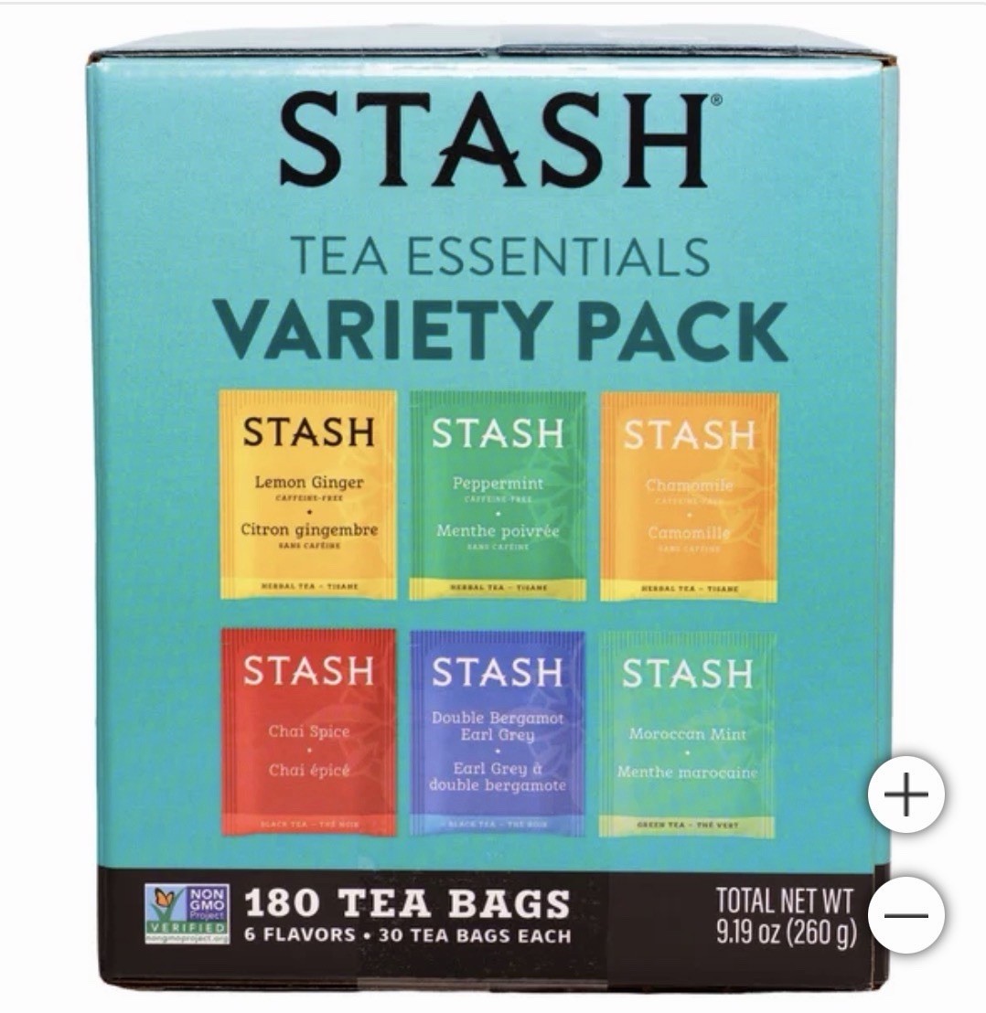 Stash Tea Essentials Variety Pack, 180-count, 6 Flavor Tea 30 Bags Each, 6 Boxes