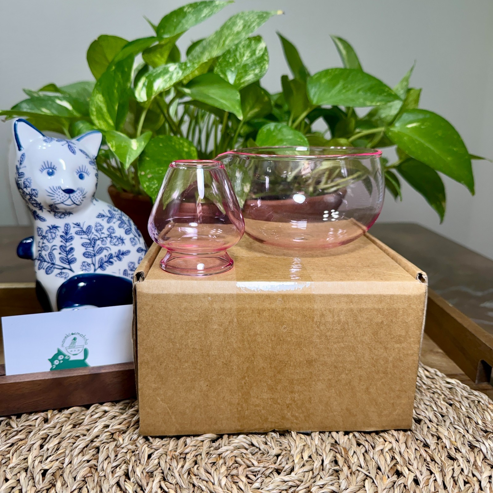 US SELLER – Glass Matcha Set | Chawan Matcha Bowl and Whisk Holder