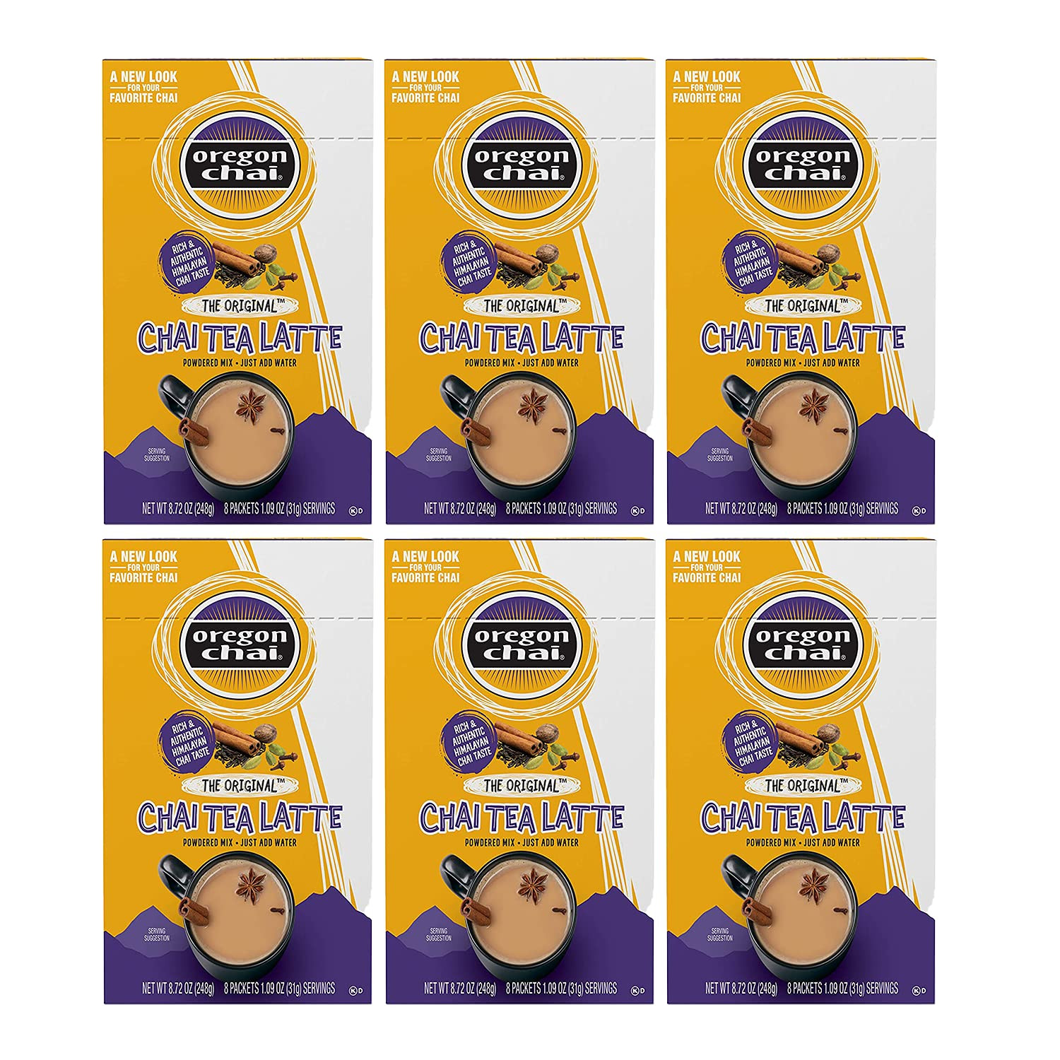 Oregon Chai Original Chai Tea Latte Powdered Mix, 8 Count Envelopes per Box, 1.1