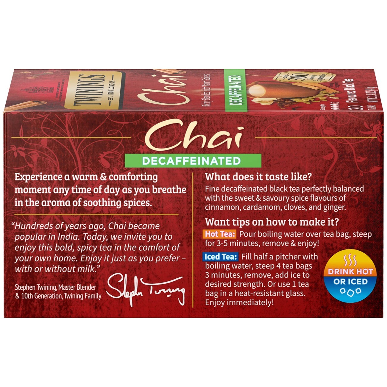 Twinings Decaffeinated Chai Tea – 20 tea bags (Pack of 2)