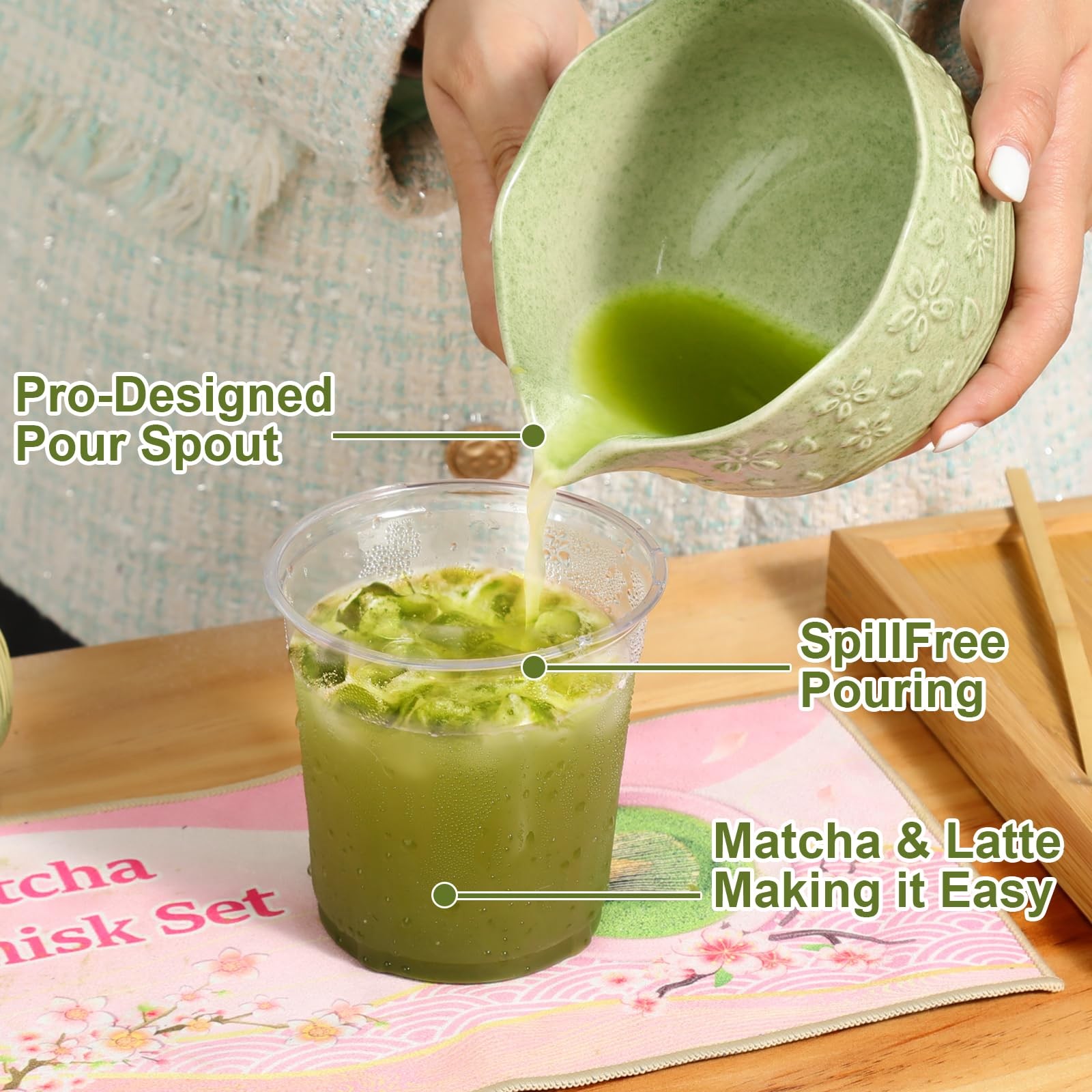 6pcs Matcha Whisk Set Includes Resin Matcha Whisk,Ceramic Matcha Bowl Set and…