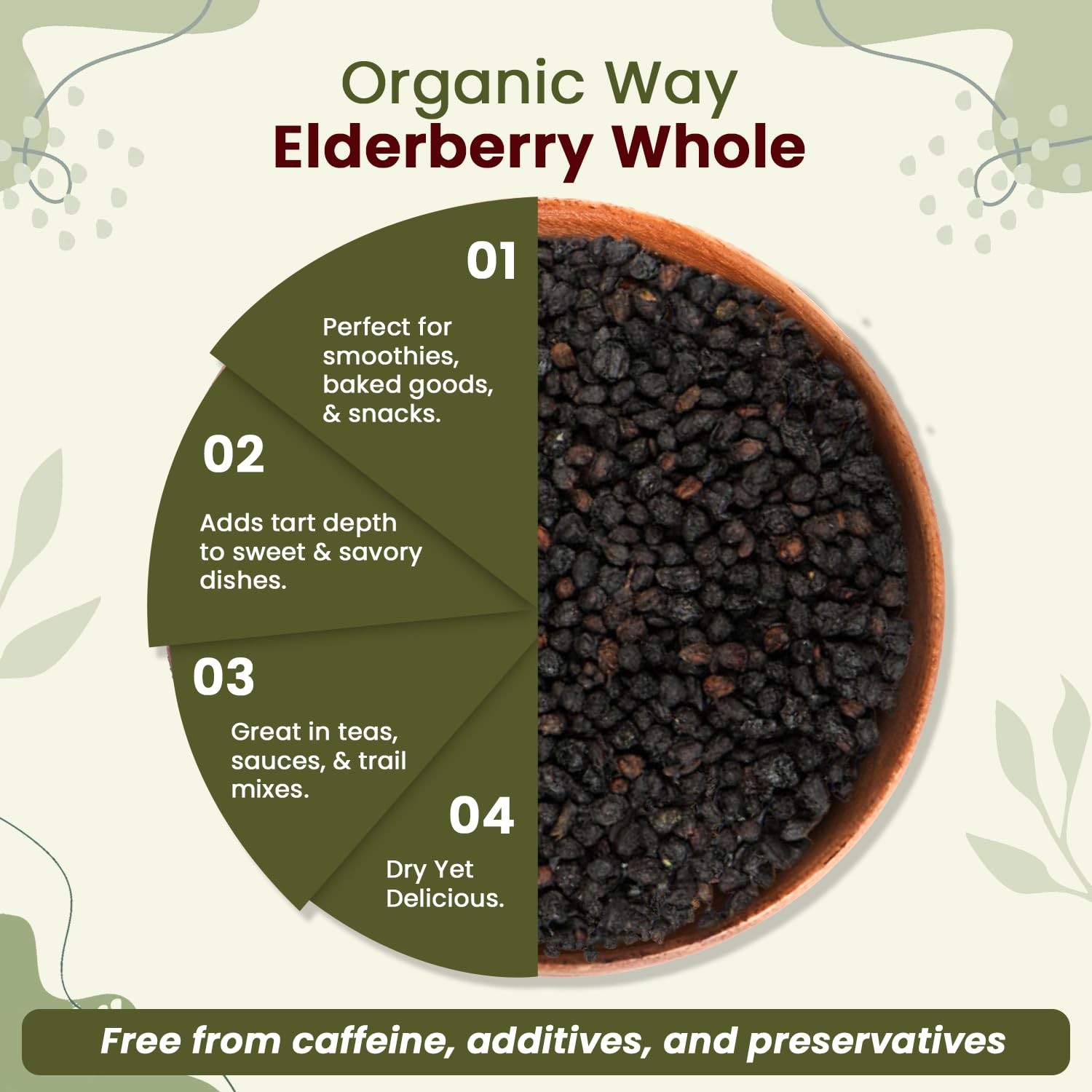 Organic Way Dried Elderberry Whole – Herbal Tea | European 1/2 LBS