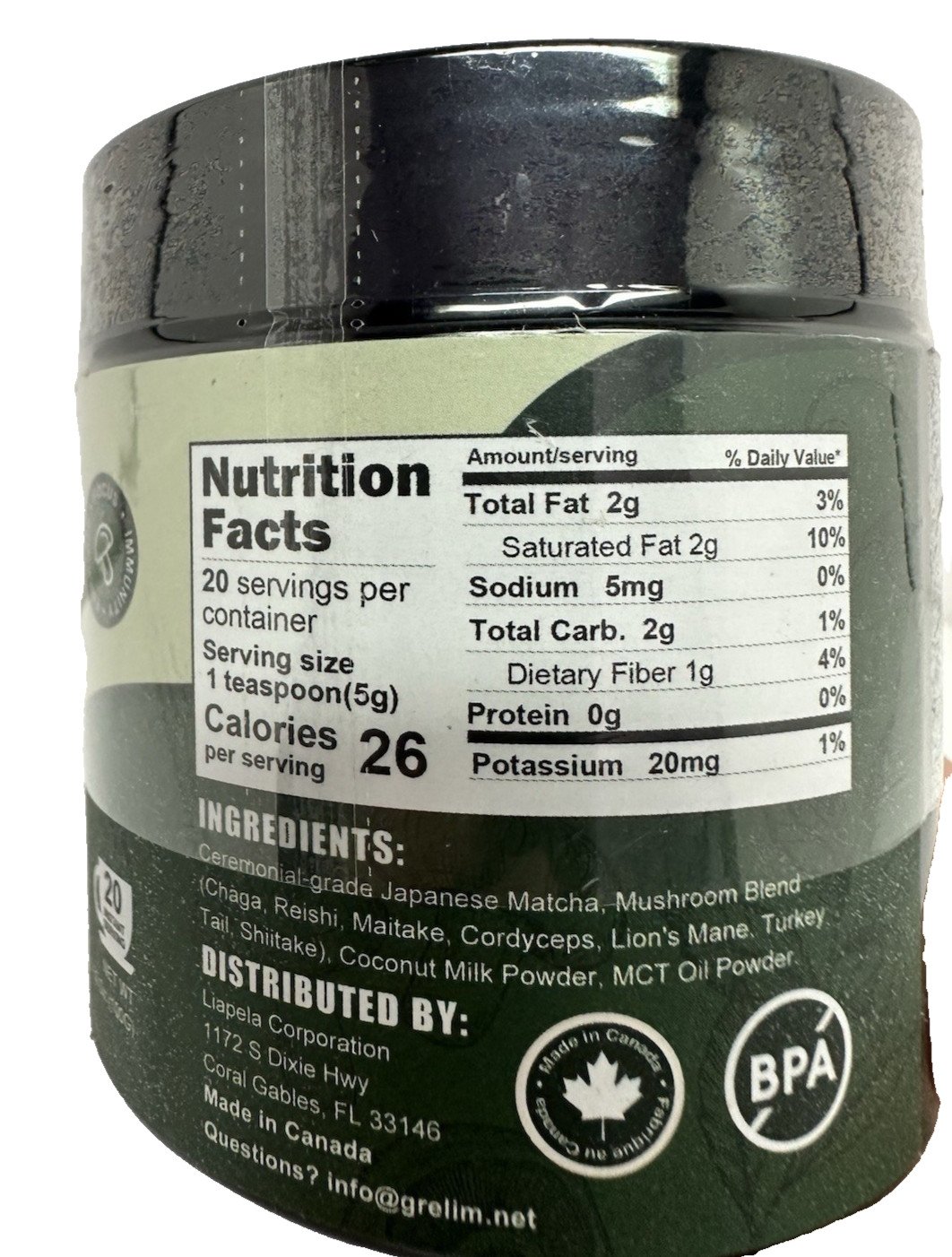 Grelim Mushroom Matcha Japanese Matcha 7 Mushroom Blend Powder 100g 20 Cups