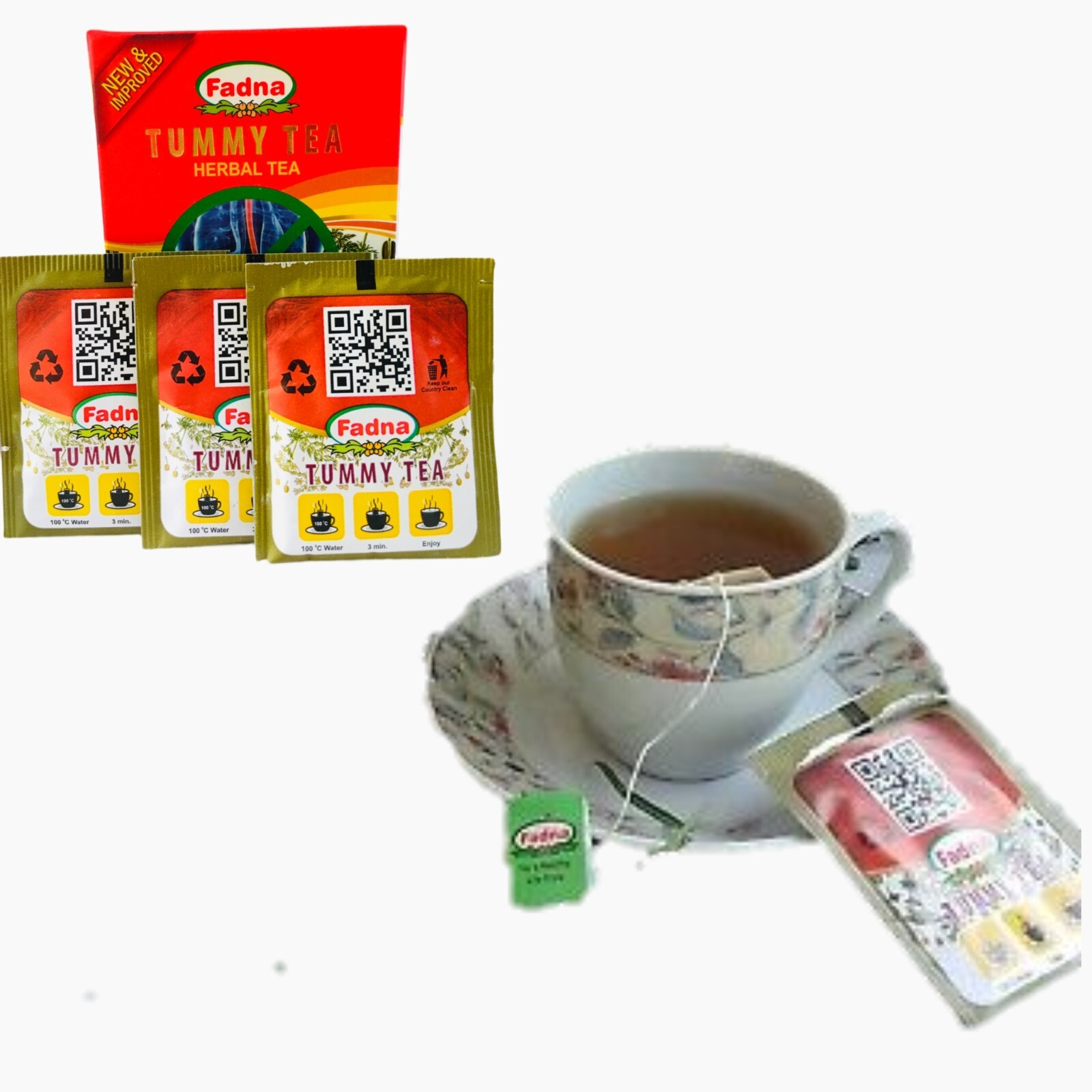 Fadna TUMMY TEA Herbal 100% Fat Burn Slim Weight Loss Tea Reduce Tummy Fat Fast