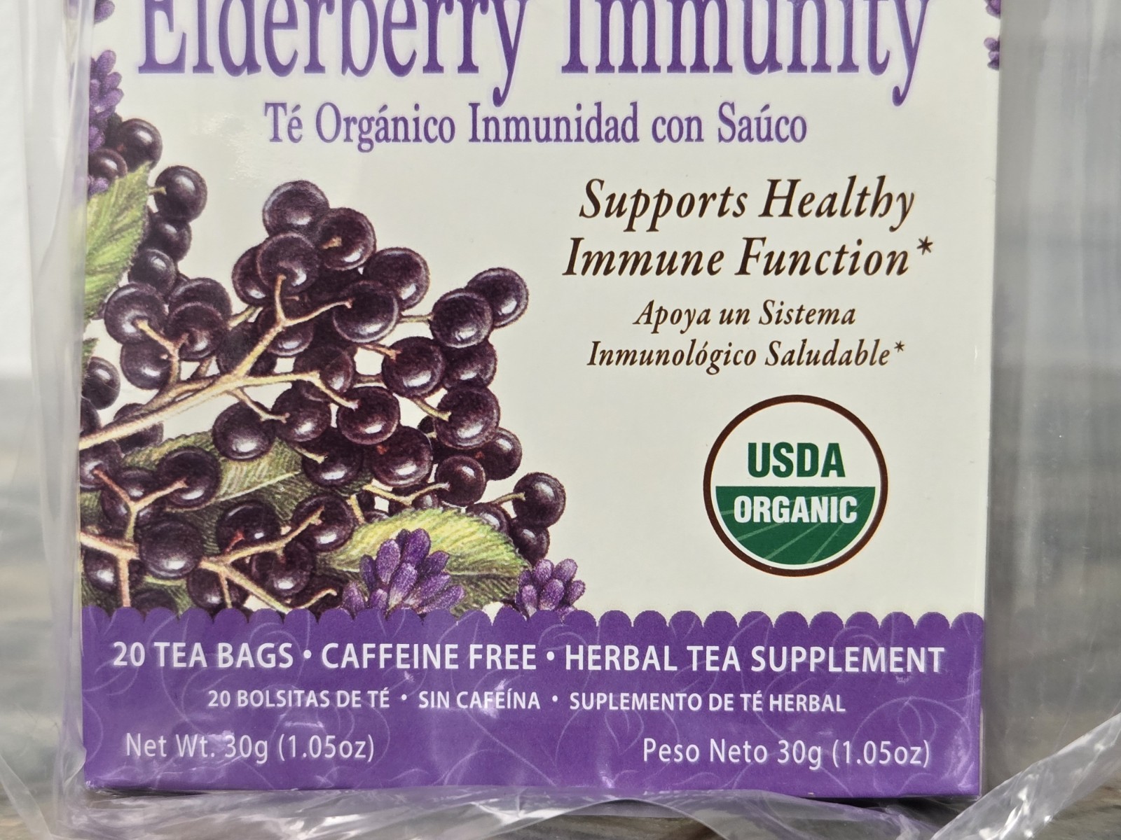 Tadin Organic Elderberry Immunity 20 Tea Bags (Lot Of 6 Boxes) Sick Health Drink