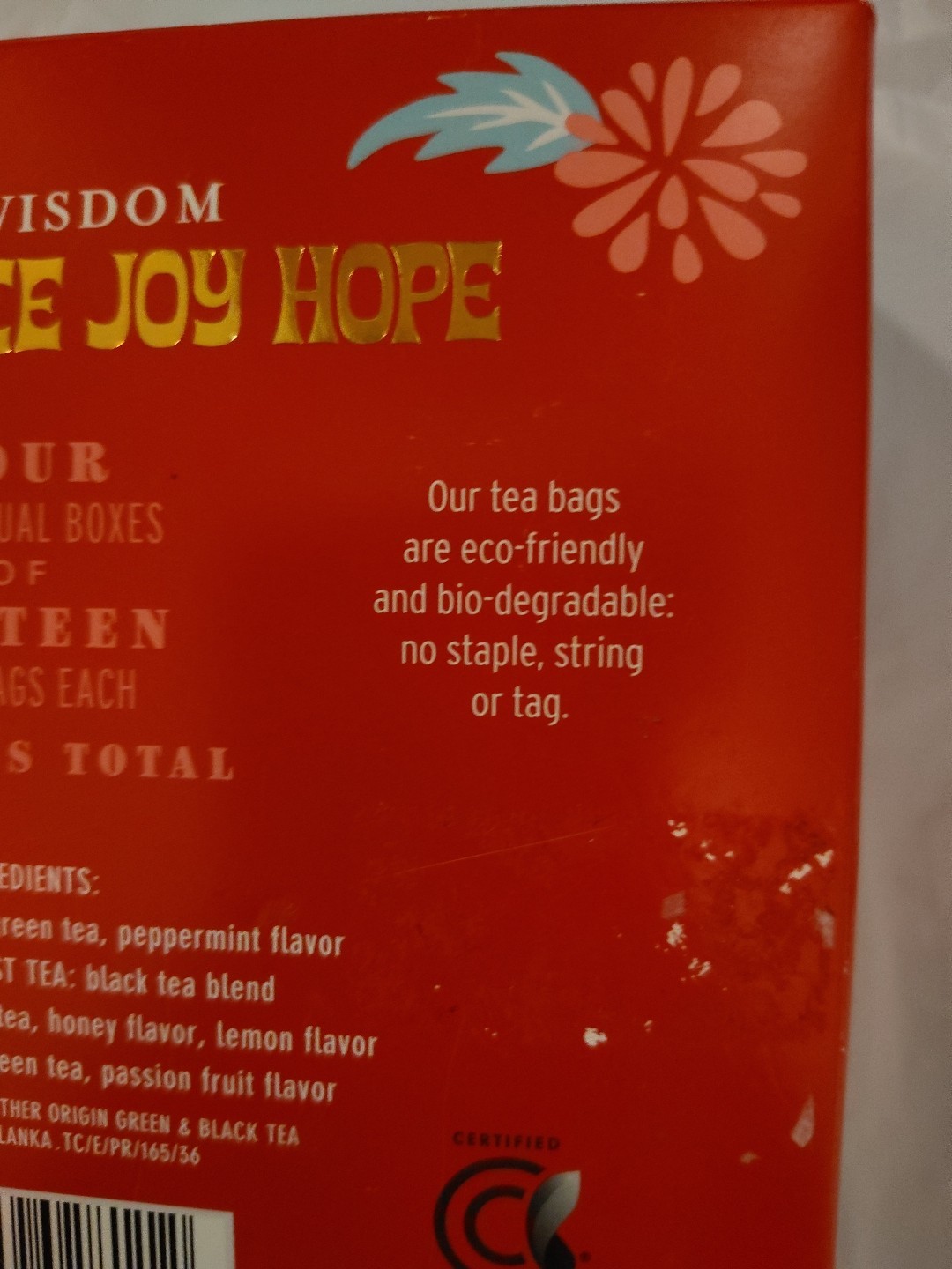 Tea Wisdom 60 Tea Bags Love Peace Joy Hope