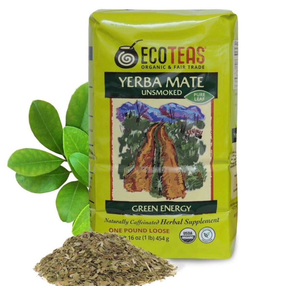 Eco Teas Organic Yerba Mate Tea 3 Pack Loose Leaf Unsmoked 16 oz Exp Nov 2029