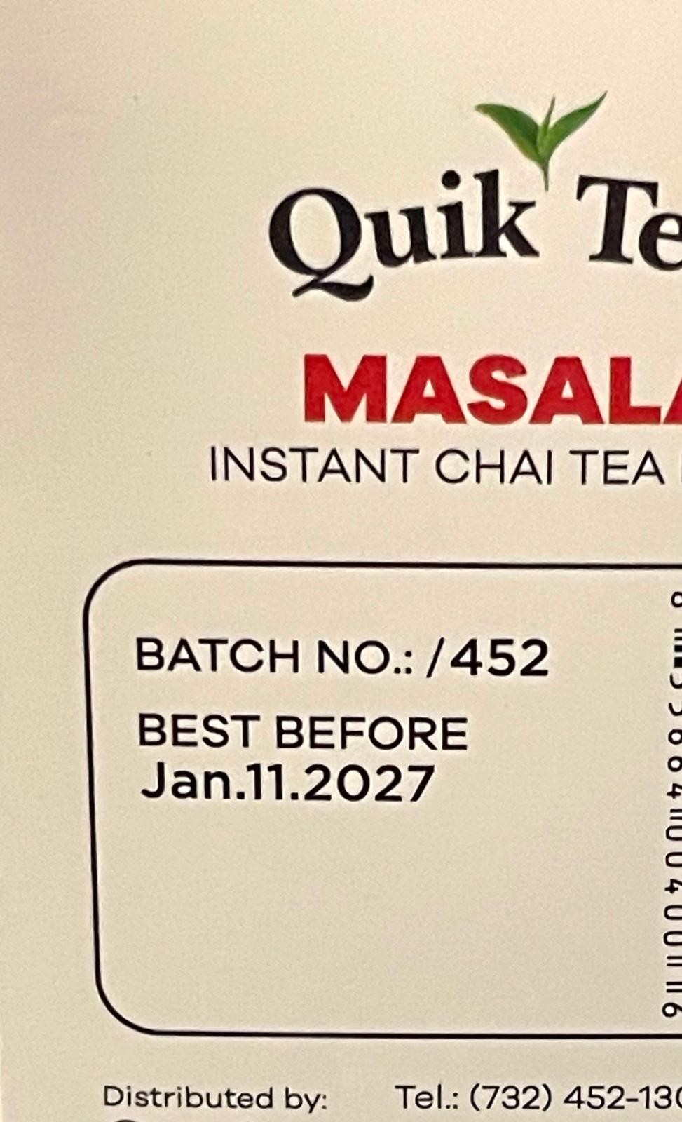 Quik Tea MASALA instant Chai Tea Latte 10 servings / All Natural