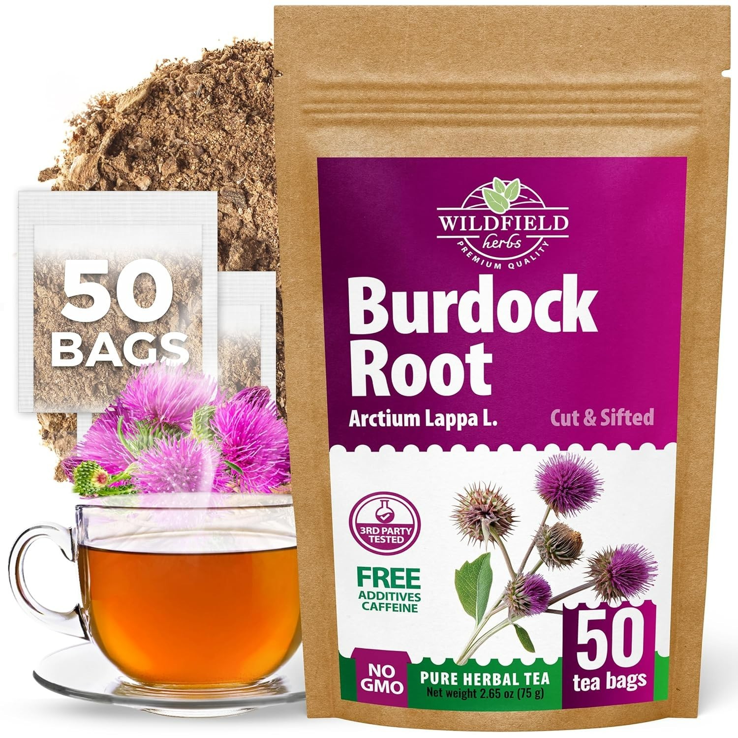 Carefully Sourced Burdock Root Tea – 50 Bags for Refreshing Relaxation