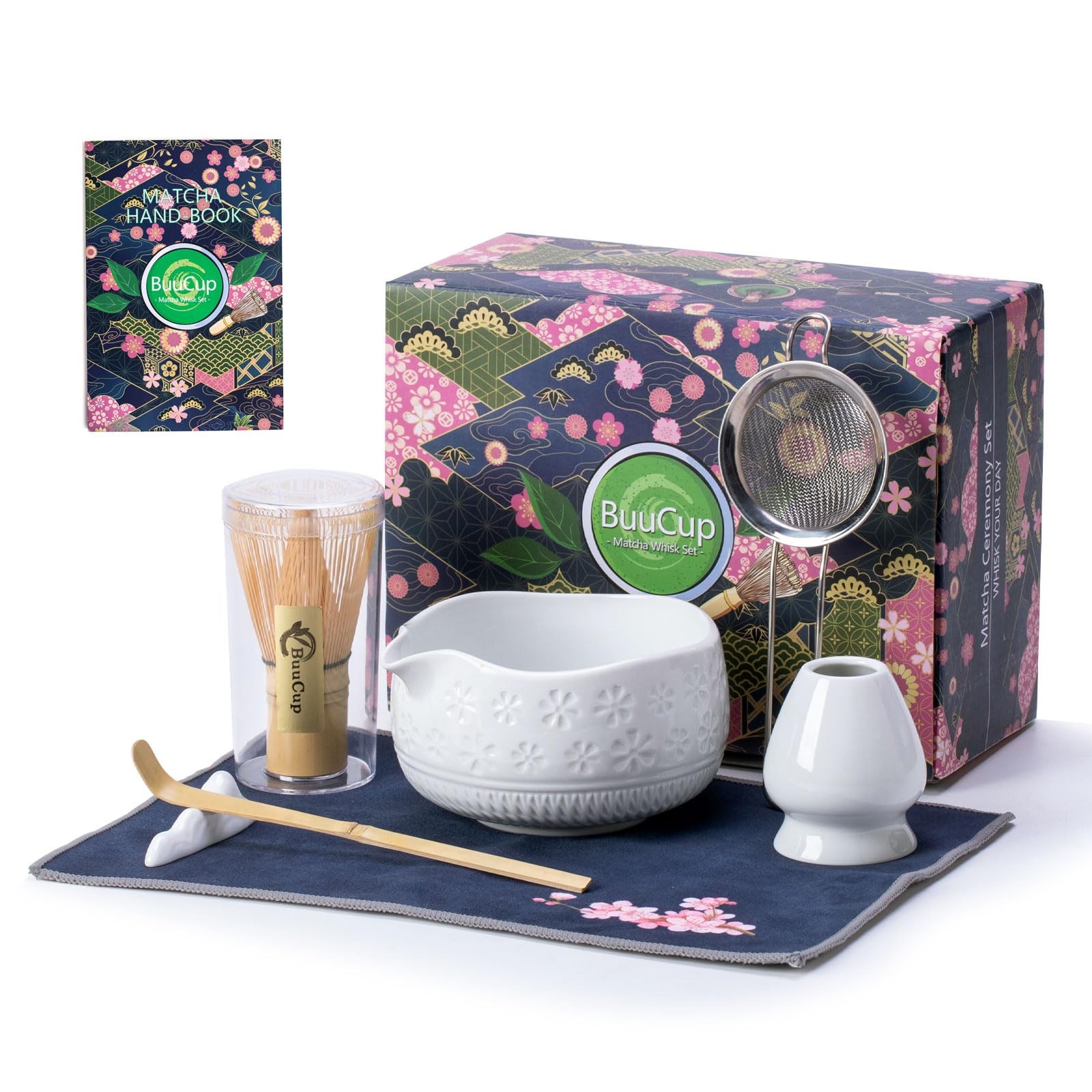 Matcha Whisk Set 7 Pcs Ceramic Kit Includes Bowl, Whisk, Scoop – Perfect