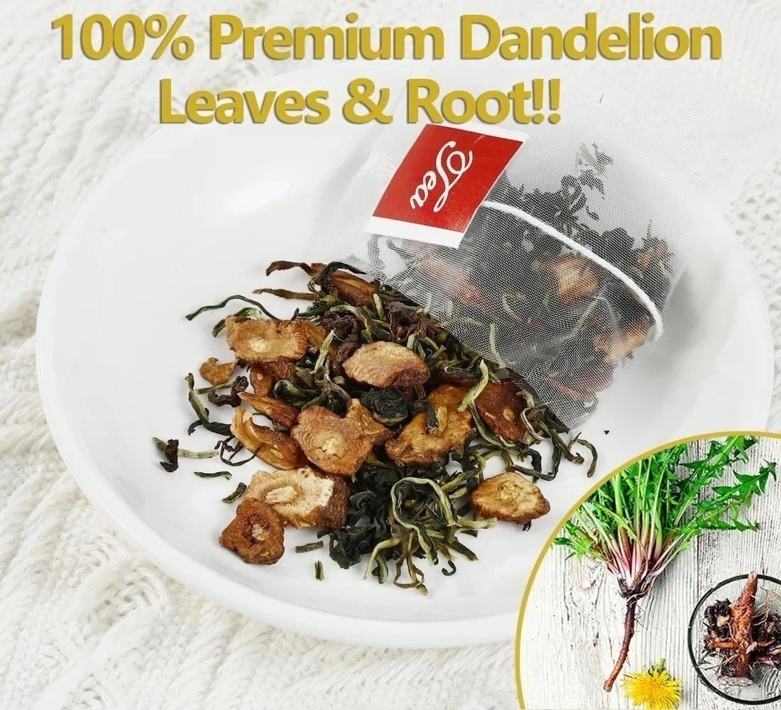 Dandelion Tea 100-Leaf & Root Herbal Tea Bags for Liver & Kidney Health Detox