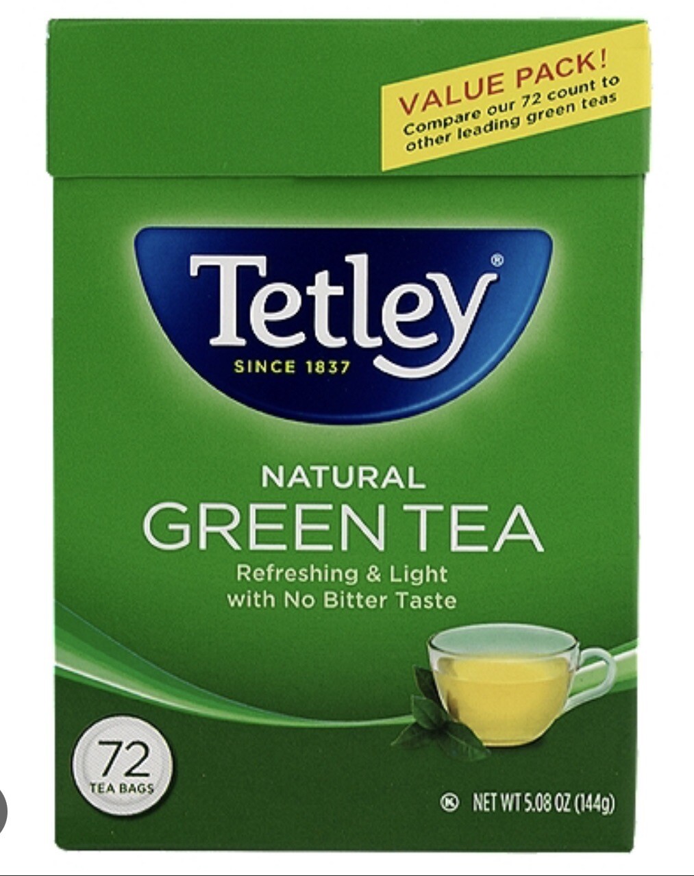 Tetley Green Tea, 72 Tea Bags