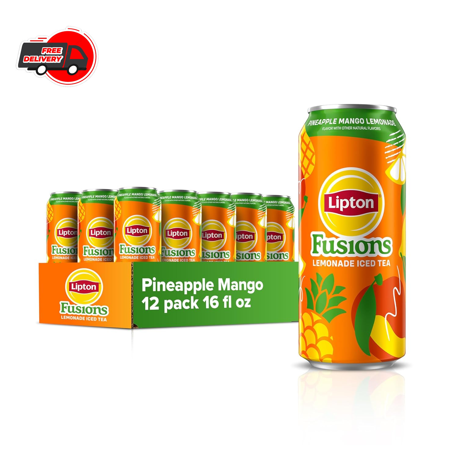 Fusions, Pineapple Mango Lemonade Iced Tea, 16 Fl Oz Cans (Pack of 12)