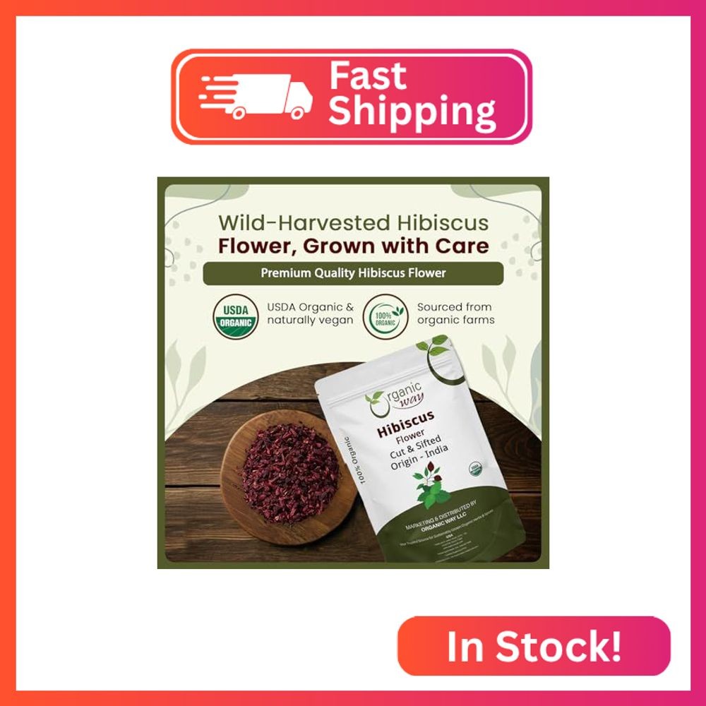 Organic Way Dried Hibiscus Flower Cut & Sifted(Hibiscus rosa-sinensis) | Herbal